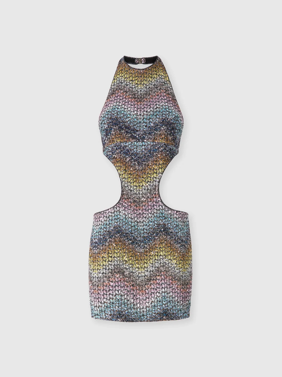 Sleeveless mini dress with zigzag texture - 1