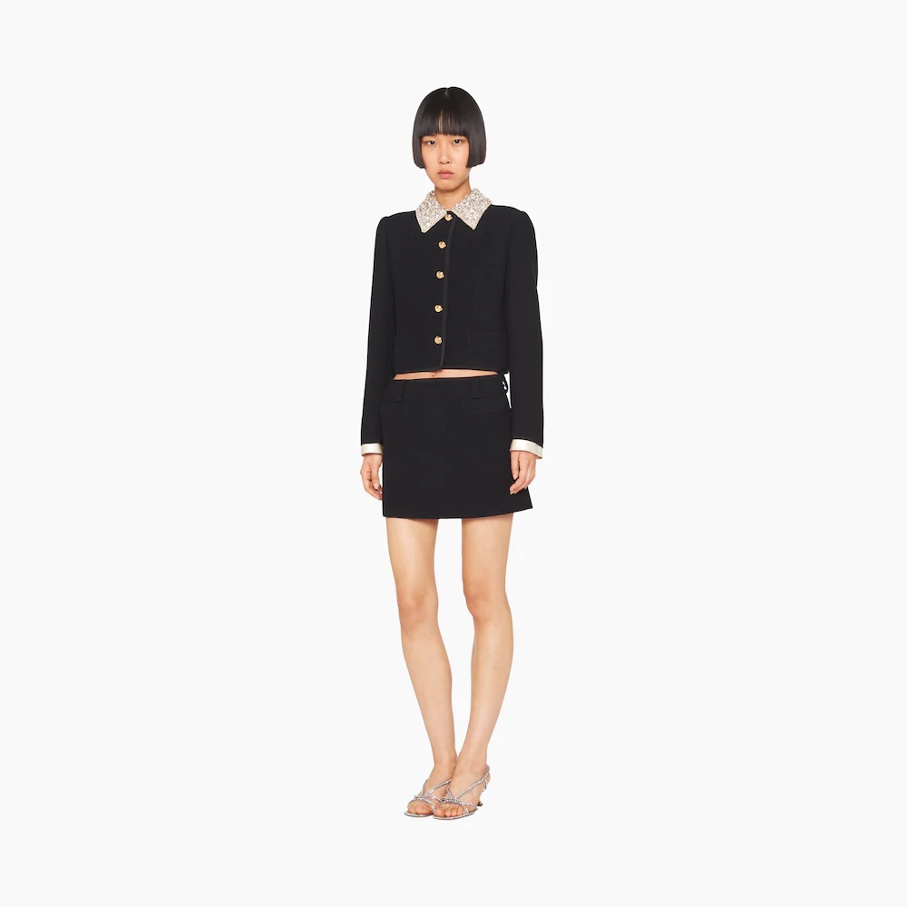 Embroidered single-breasted bouclé jacket - 2