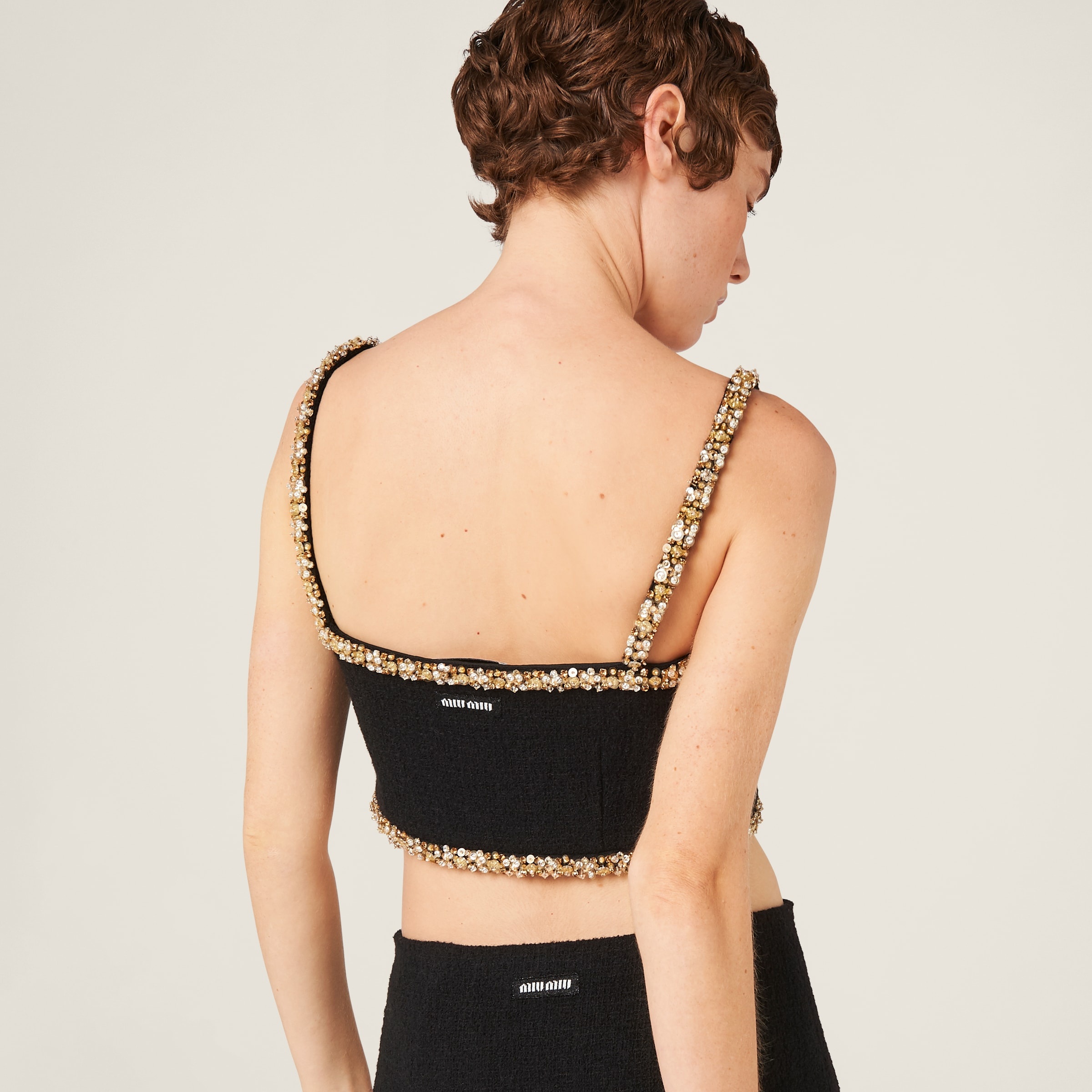 Embroidered tweed top - 5