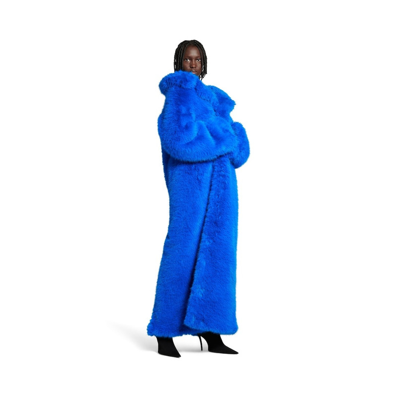 BALENCIAGA Women's Off Shoulder Coat in Royal Blue outlook