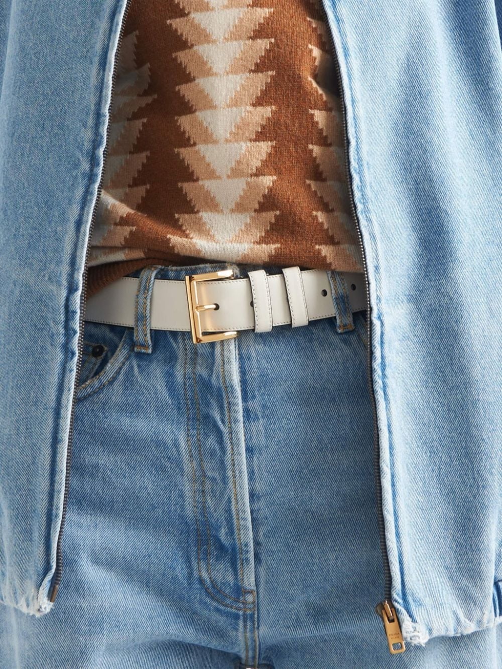 triangle-logo leather belt - 3