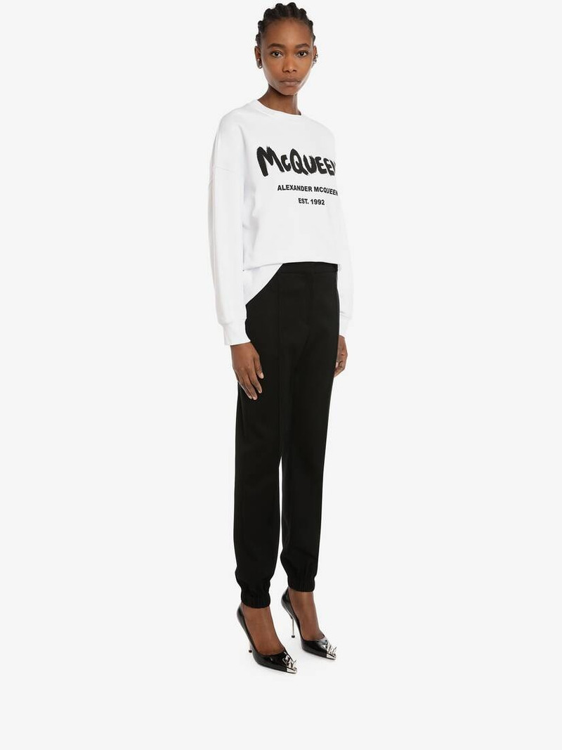 Women's McQueen Graffiti Sweatshirt in White/black 3