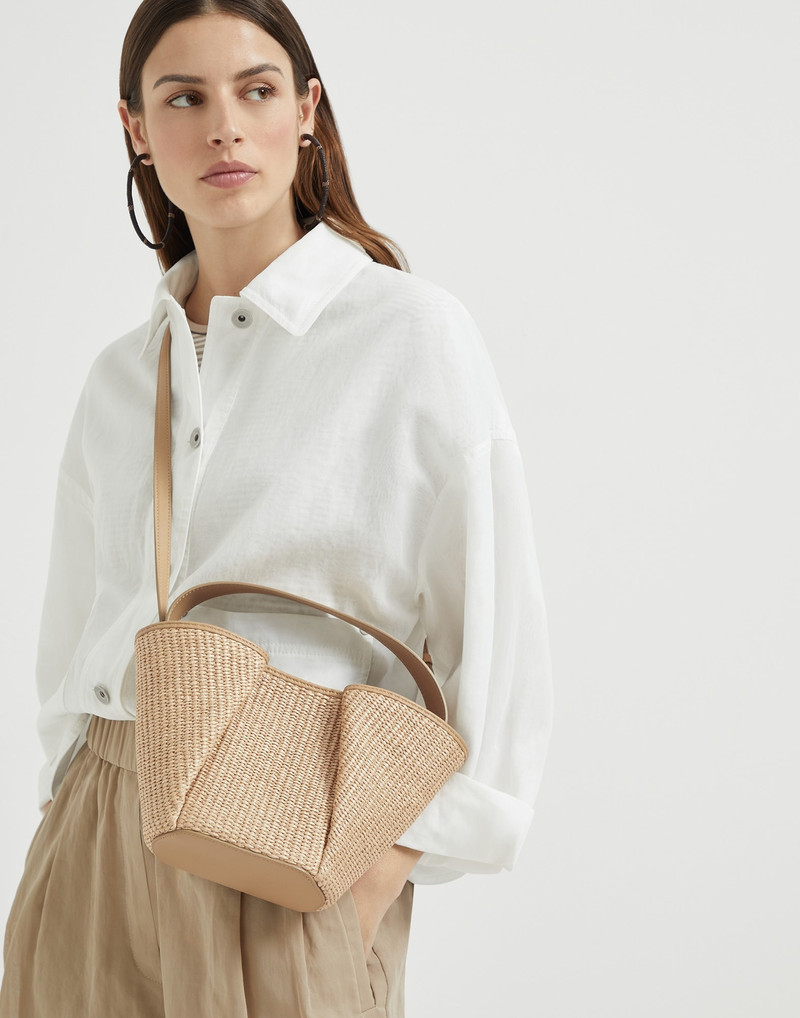Marina shopper bag in techno cotton raffia 4