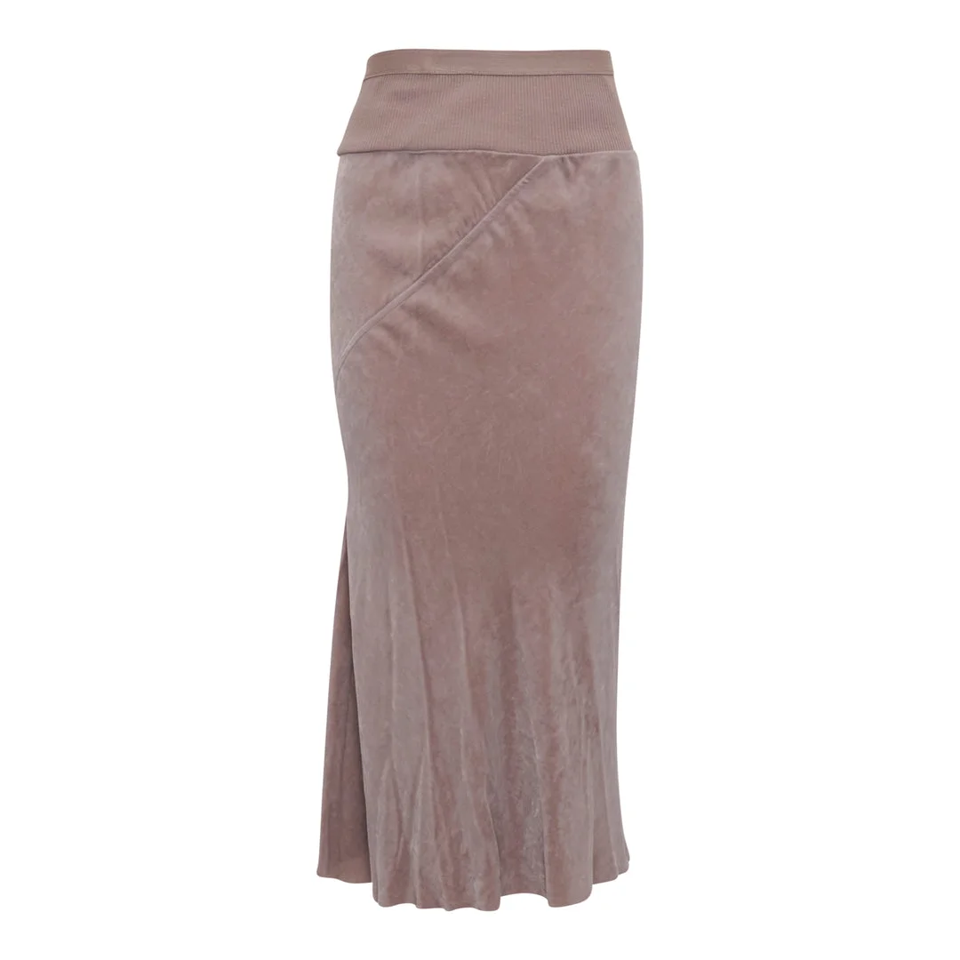 Knee Bias Velvet Skirt - 1