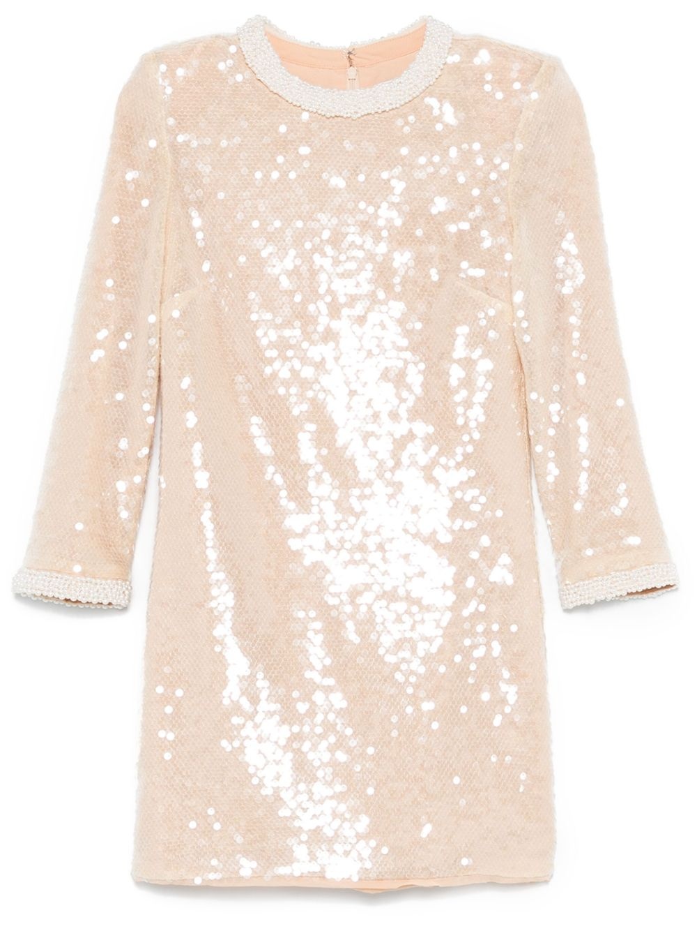sequin pearl-trim mini dress - 1
