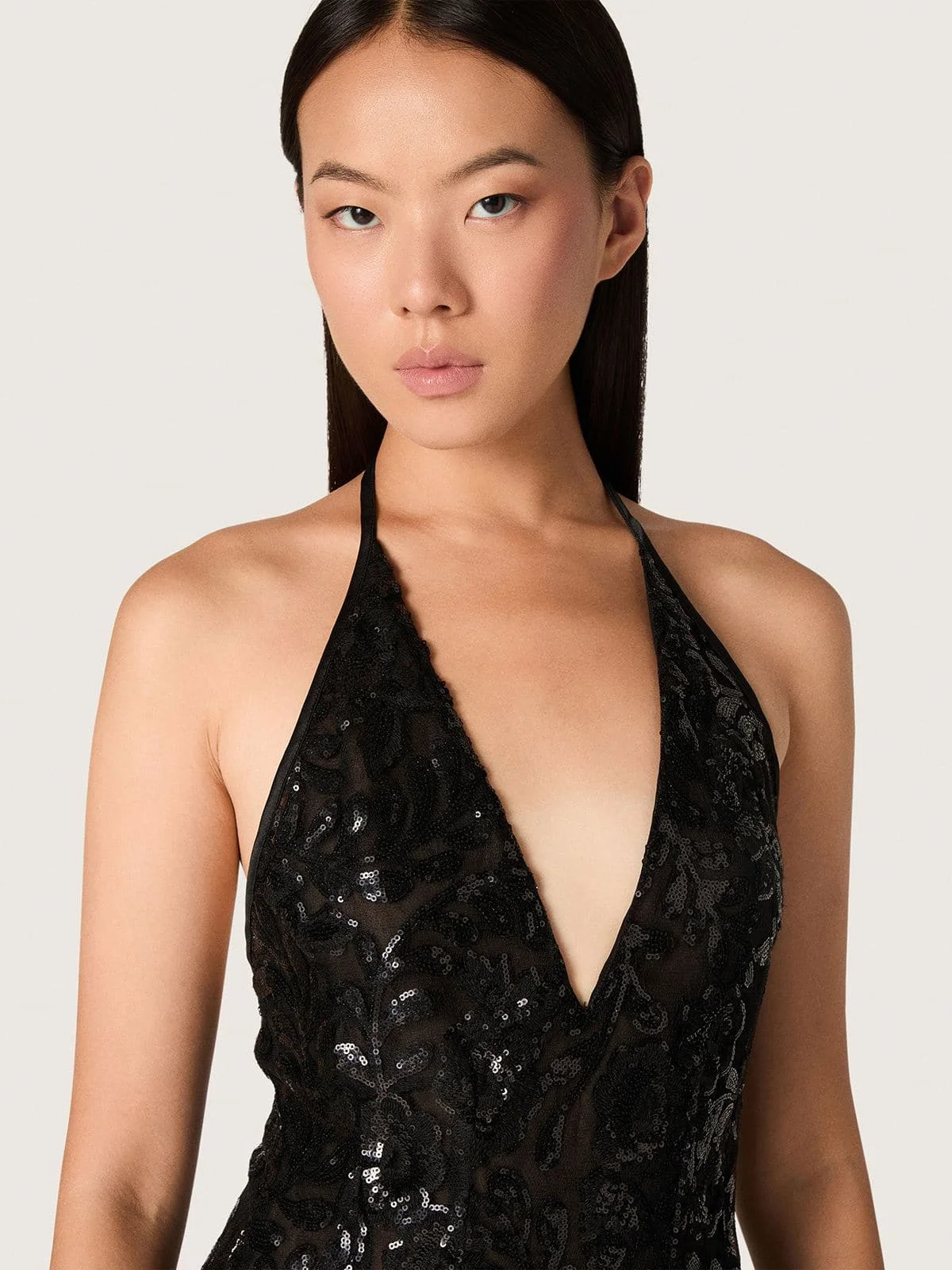 golden goose embroidered sleeveless maxi dress swatches-odyssa-halter-maxi-dress
