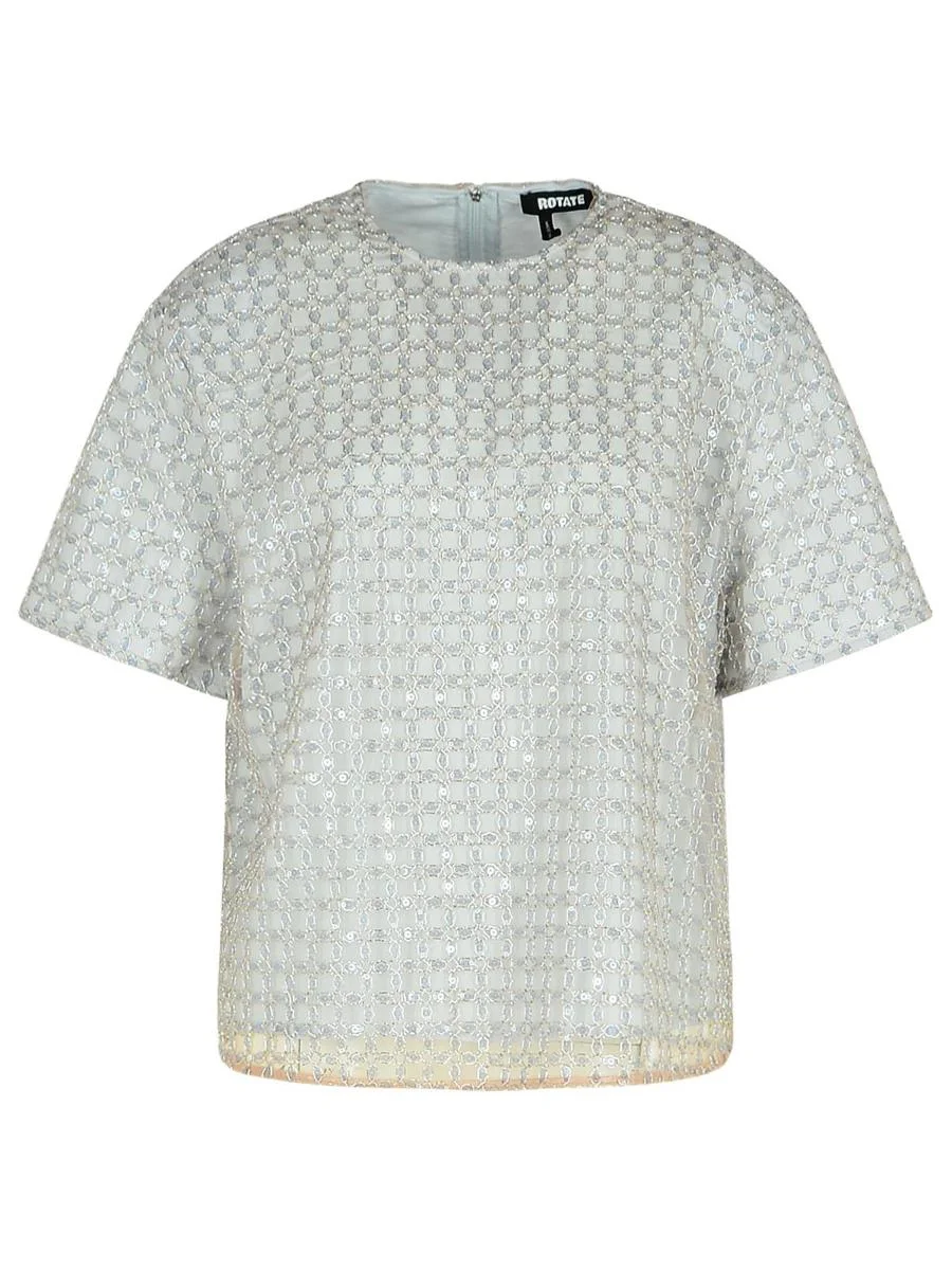 Rotate Birger Christensen 'Beaded' Light Blue Polyester T-Shirt - 1