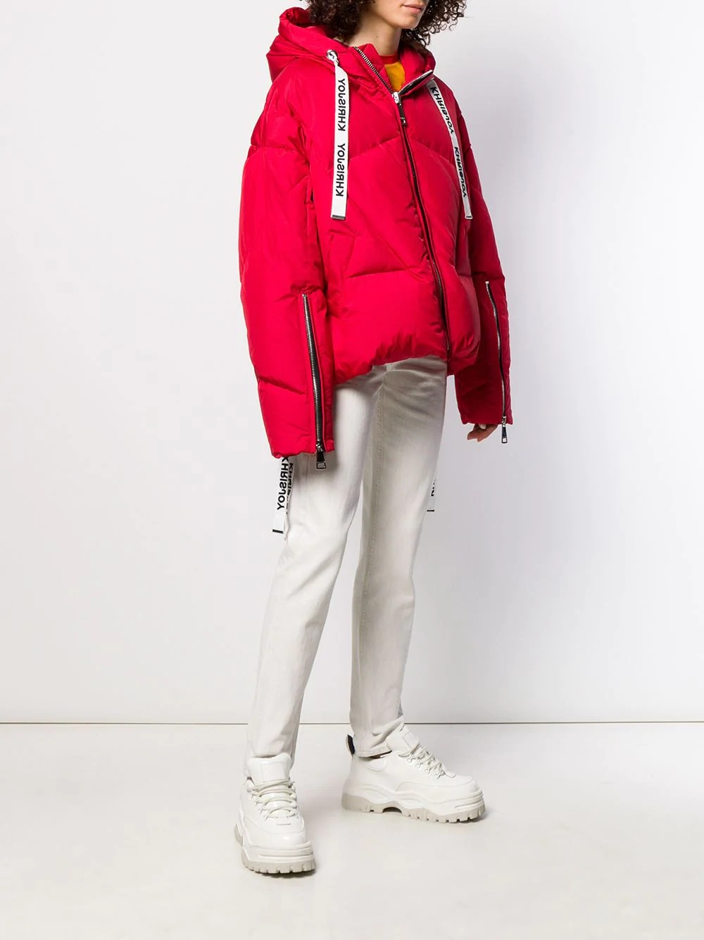 logo drawstring puffer jacket - 3