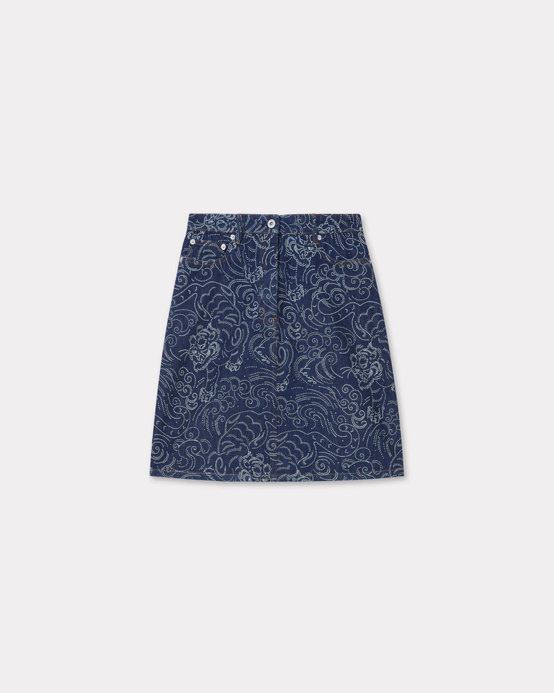 'KENZO Star Tiger' short skirt in japanese denim - 1