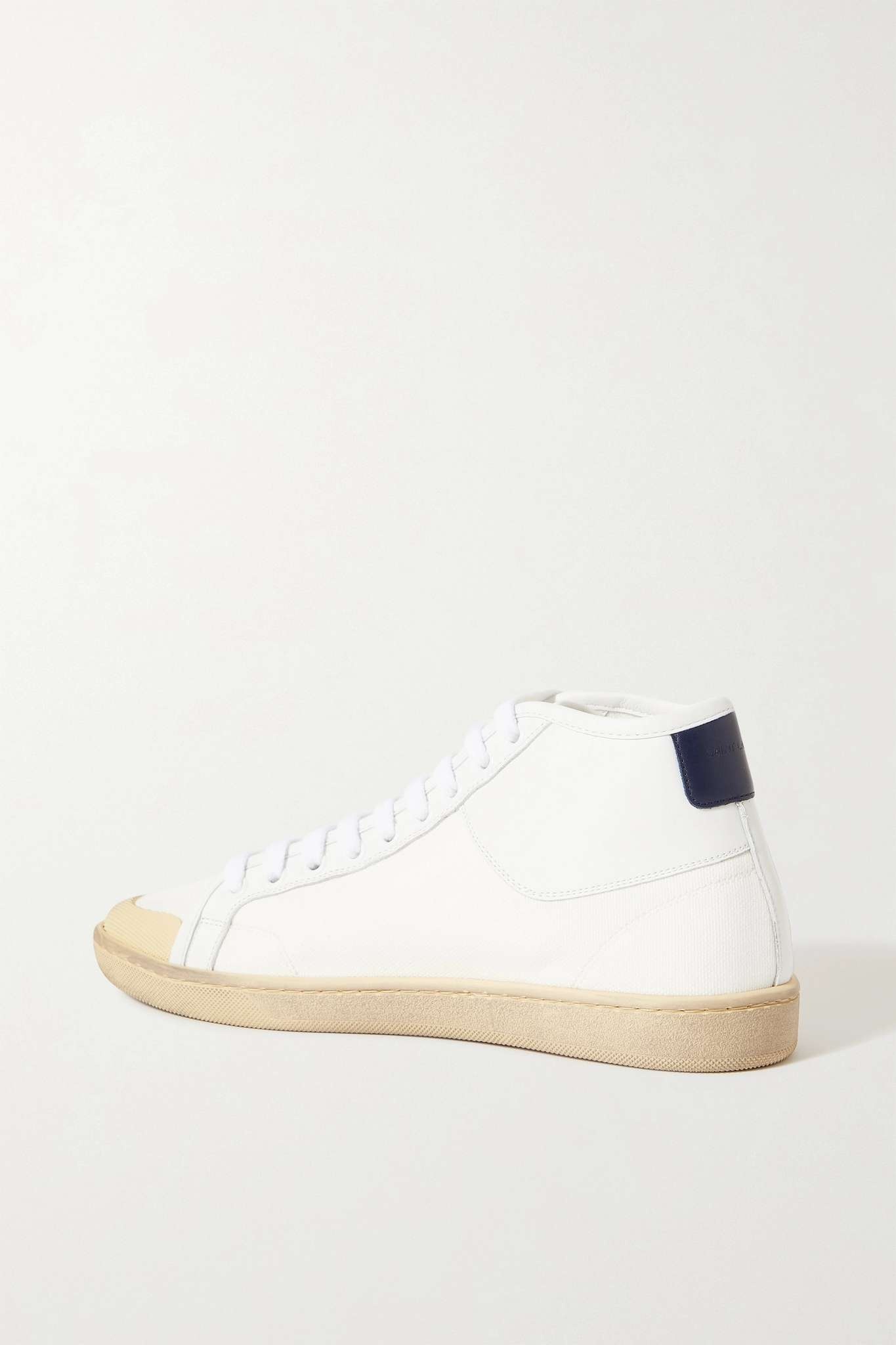 Logo-print canvas and leather high-top sneakers - 3