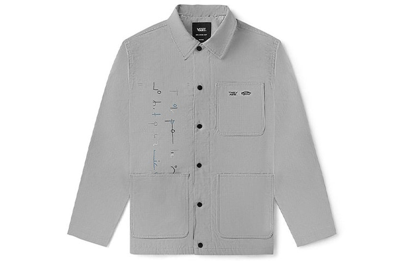 Men's Vans Series Skateboard Logo Printing Sports Jacket Gray VN0A5F5SSLV1 - 1