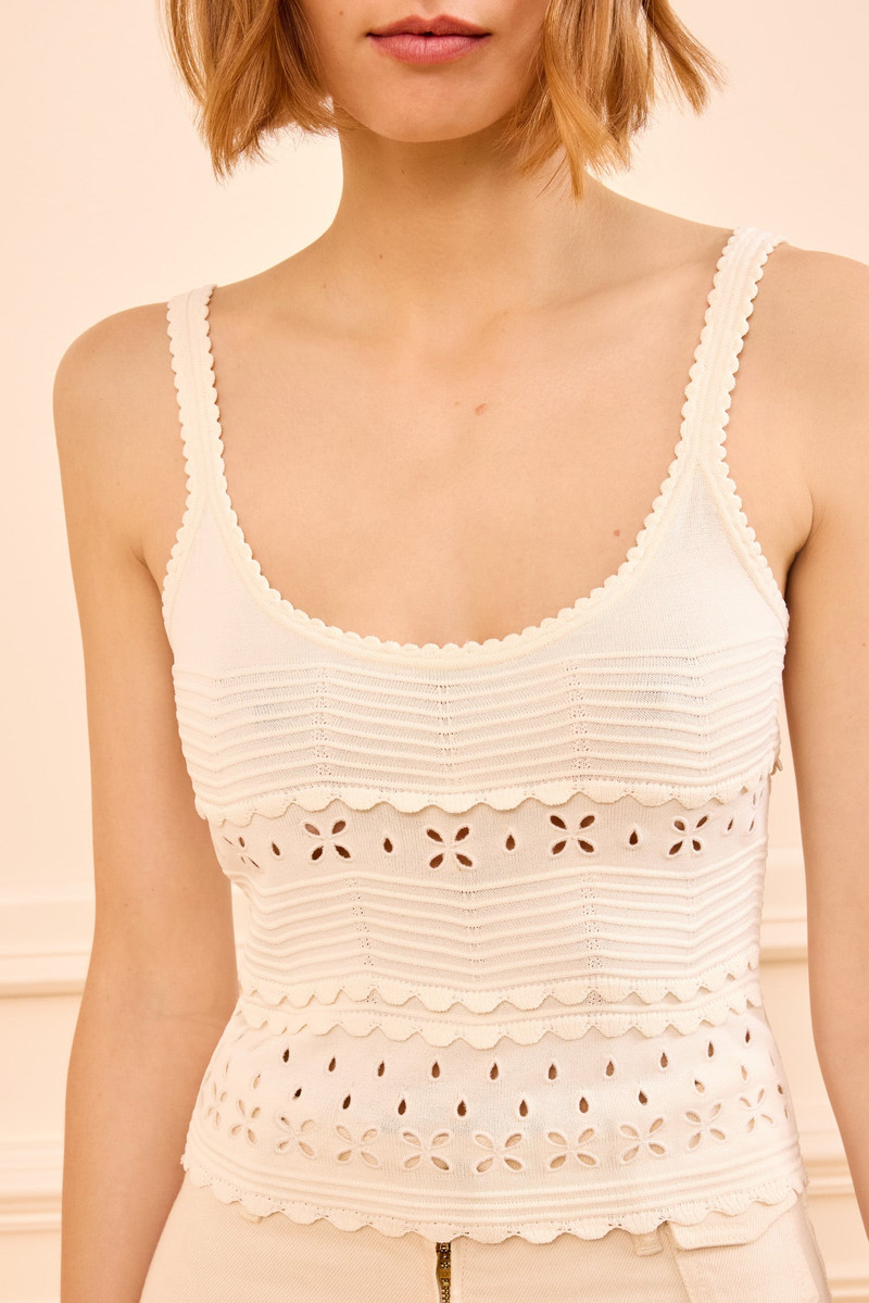 ULLA JOHNSON Esme Eyelet Knit Camisole outlook