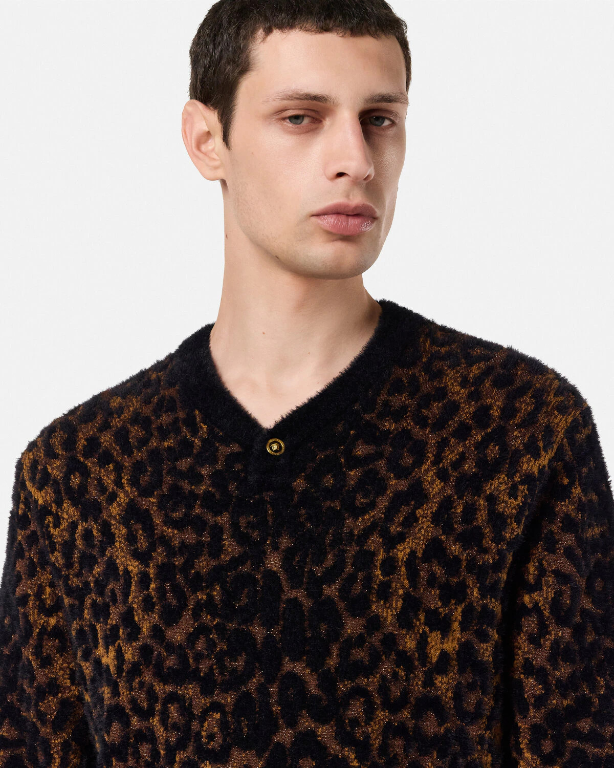 Leopard Jacquard Chenille Knit Sweater - 3