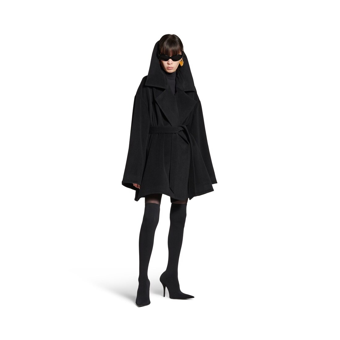 Women's High Collar Jacket in Black - 2