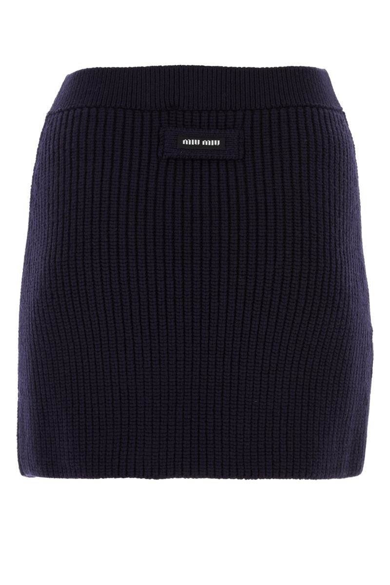 スカート MiuMiu SKIRT (MMG454S23213IV F0008) Miu Miu: Women's Pleated Batavia Skirt (Blue) | DSMNY E-SHOP