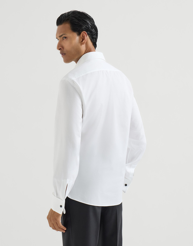 Sea Island cotton twill slim fit tuxedo shirt with pleated bib, spread collar and French cuffs 3