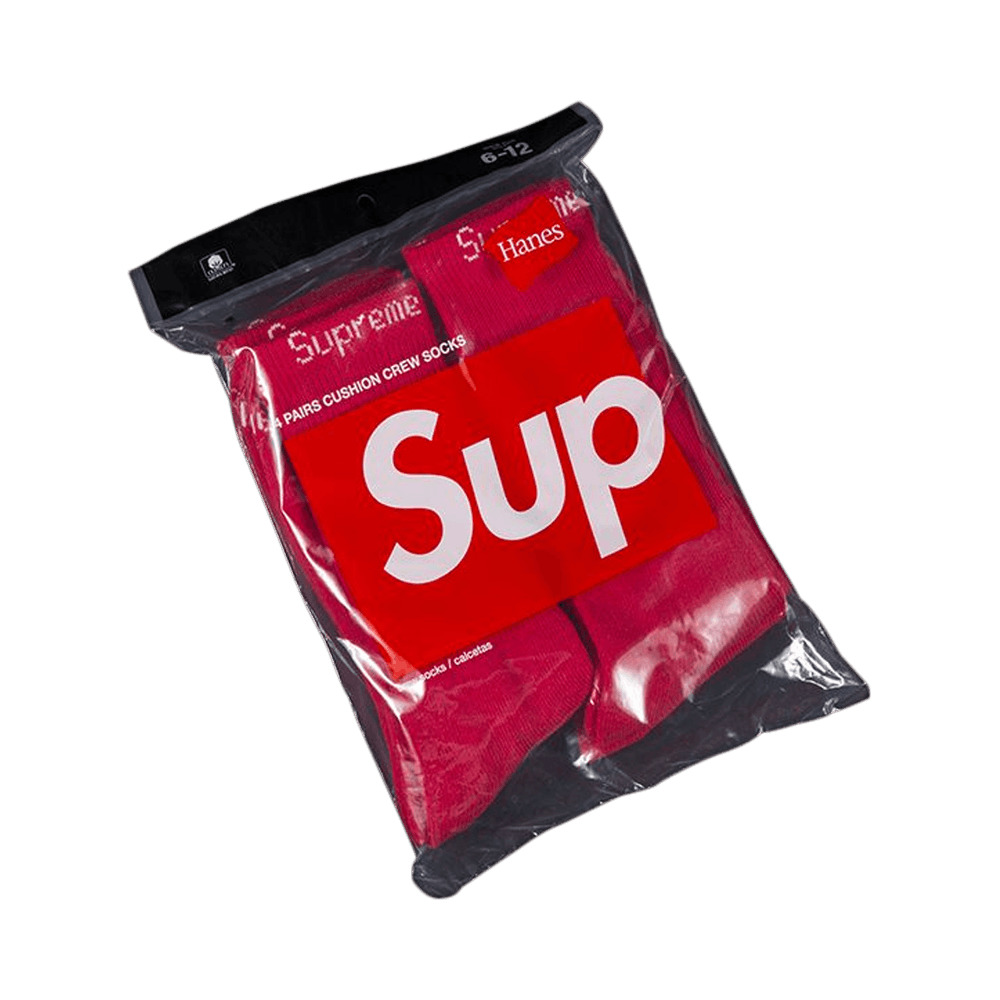 Supreme Hanes Crew Socks 'Red' - 1