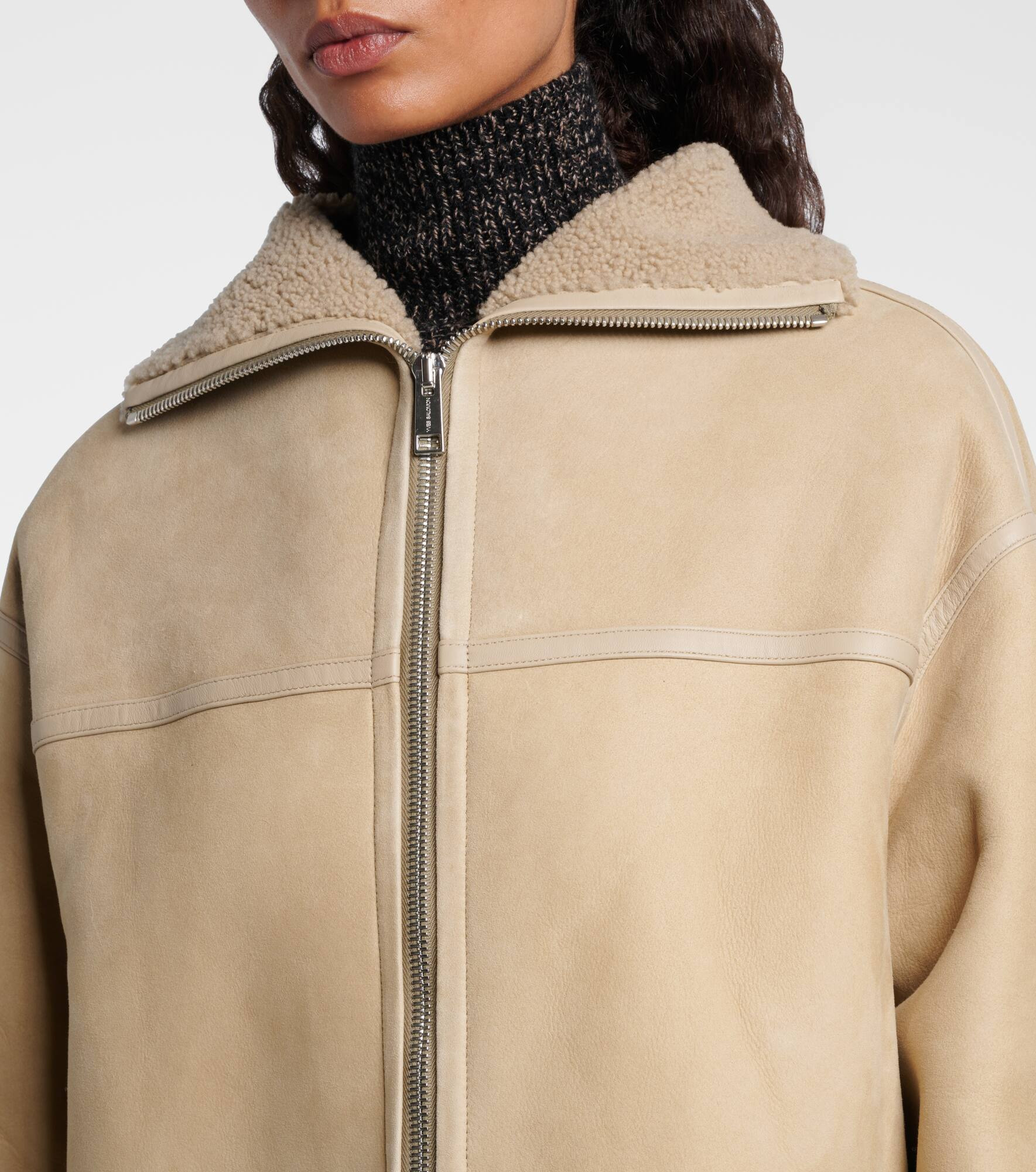 Reversible leather and shearling jacket - 4