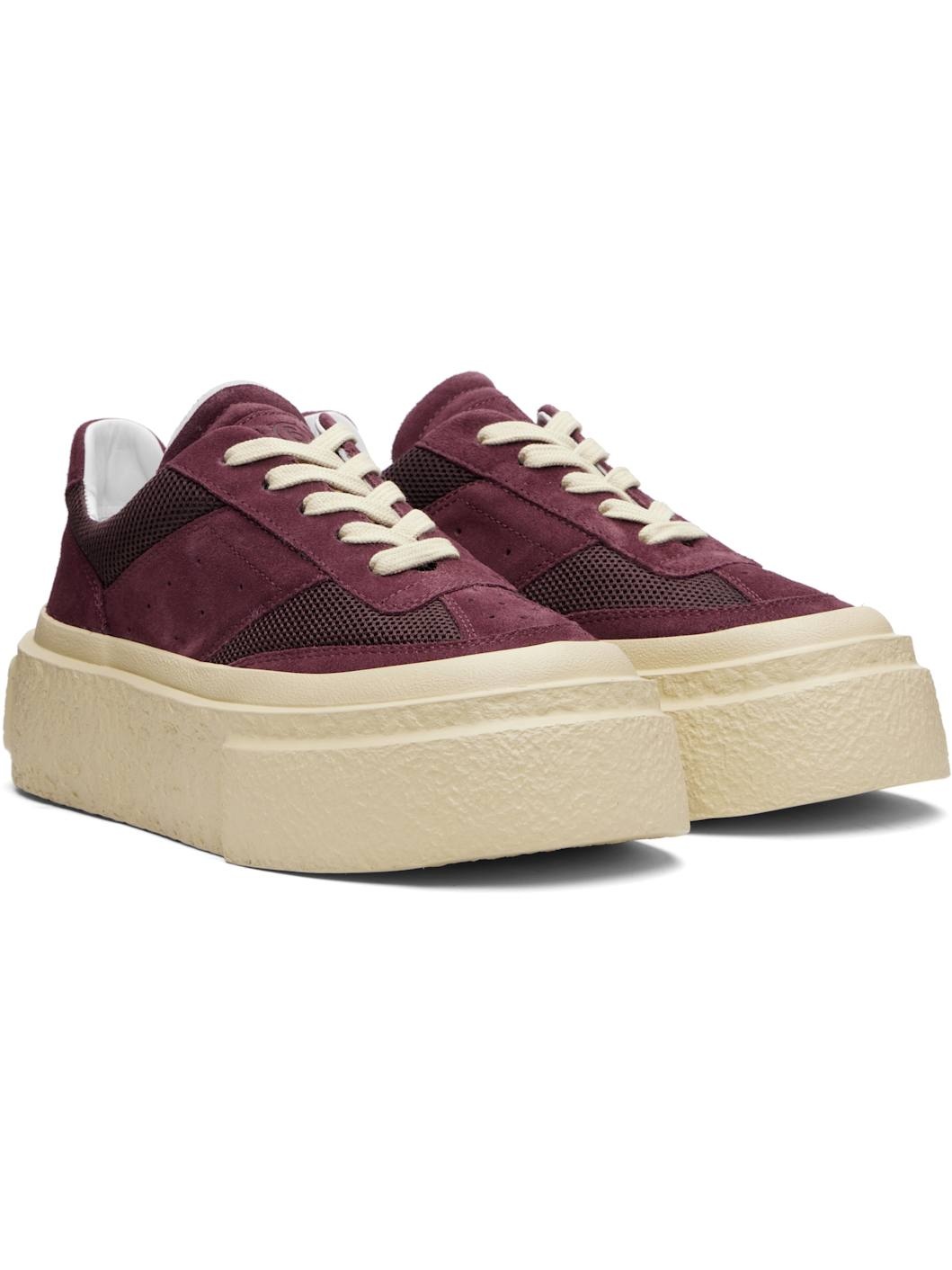 Burgundy Platform Sneakers - 4