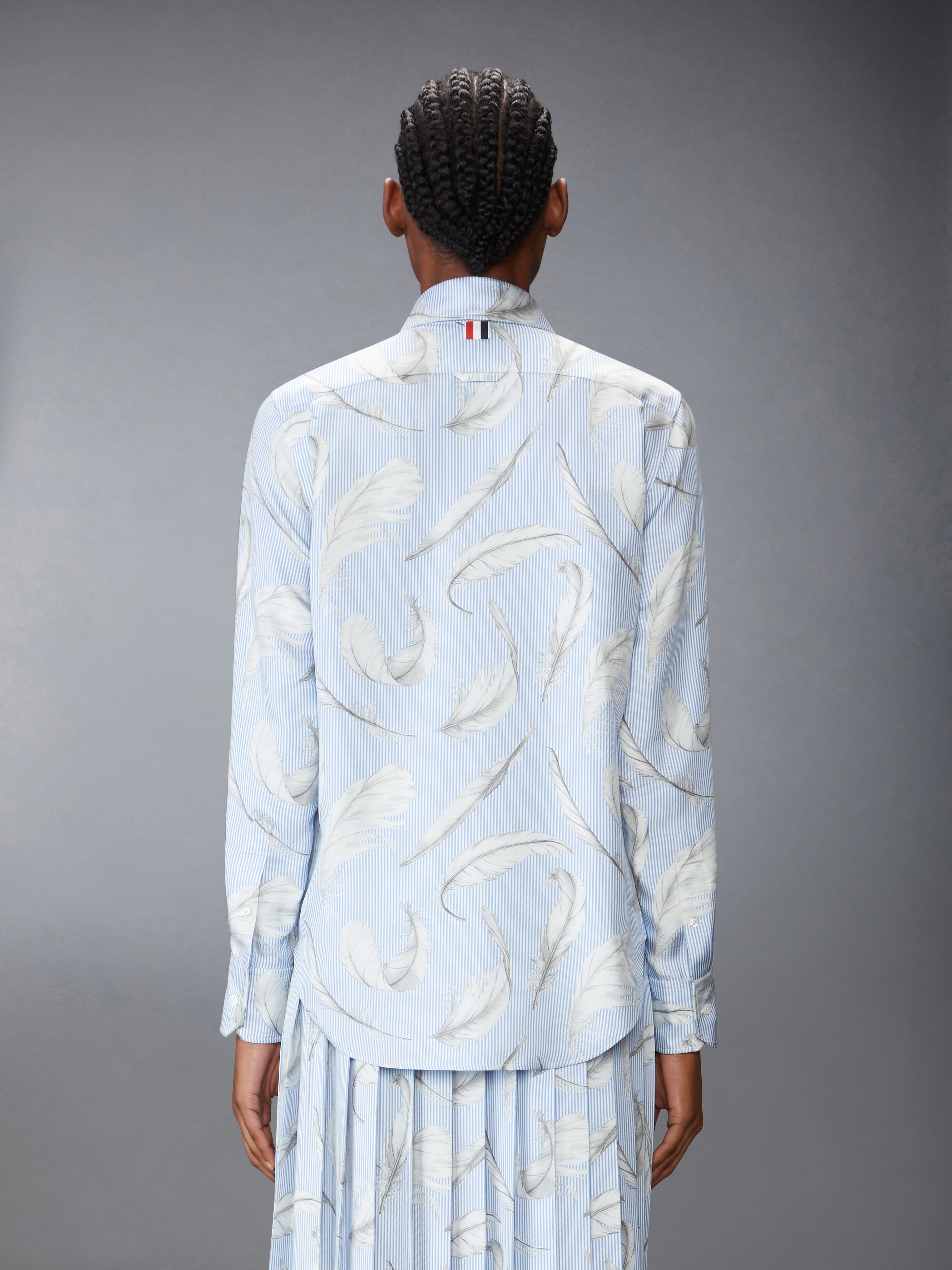 FEATHER PRINTED SILK TWILL EASY FIT SHIRT - 4