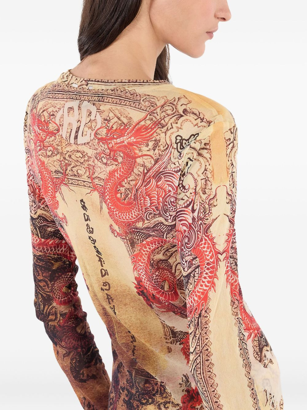 dragon-motif long-sleeve top - 5