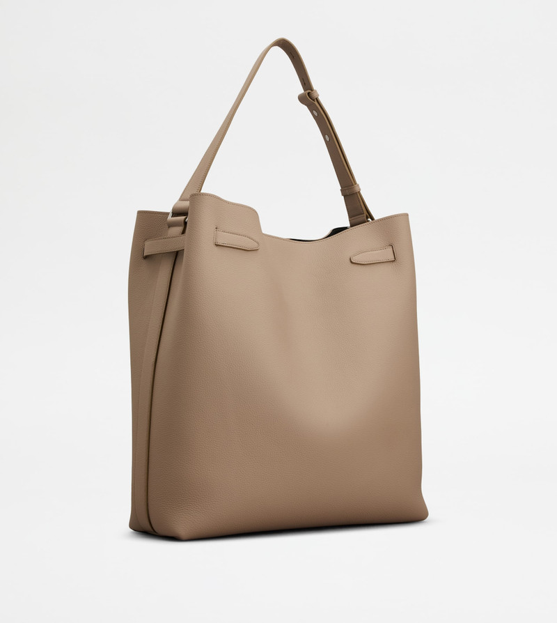 HOBO BAG IN LEATHER MEDIUM - BEIGE 3