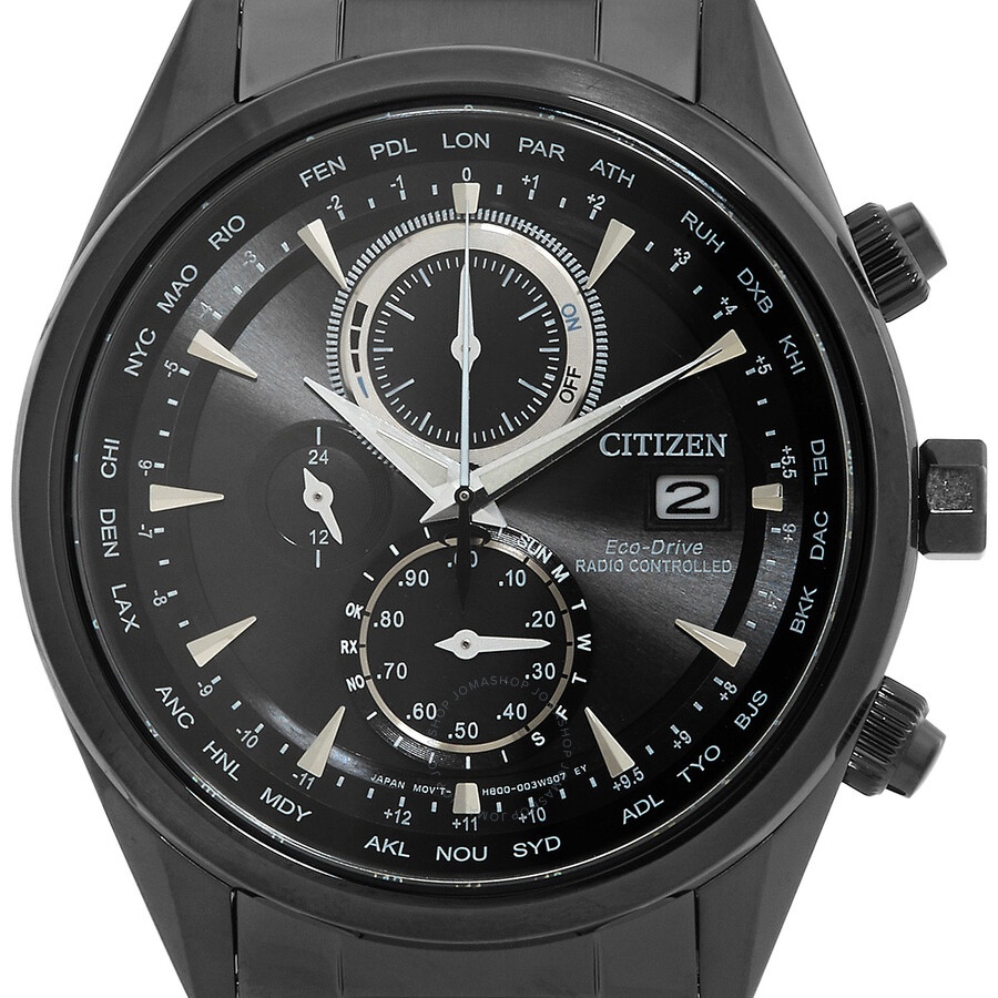 Citizen - Citizen Perpetual Alarm World Time Chronograph GMT Black Dial Men's Watch AT8265-81E - 4