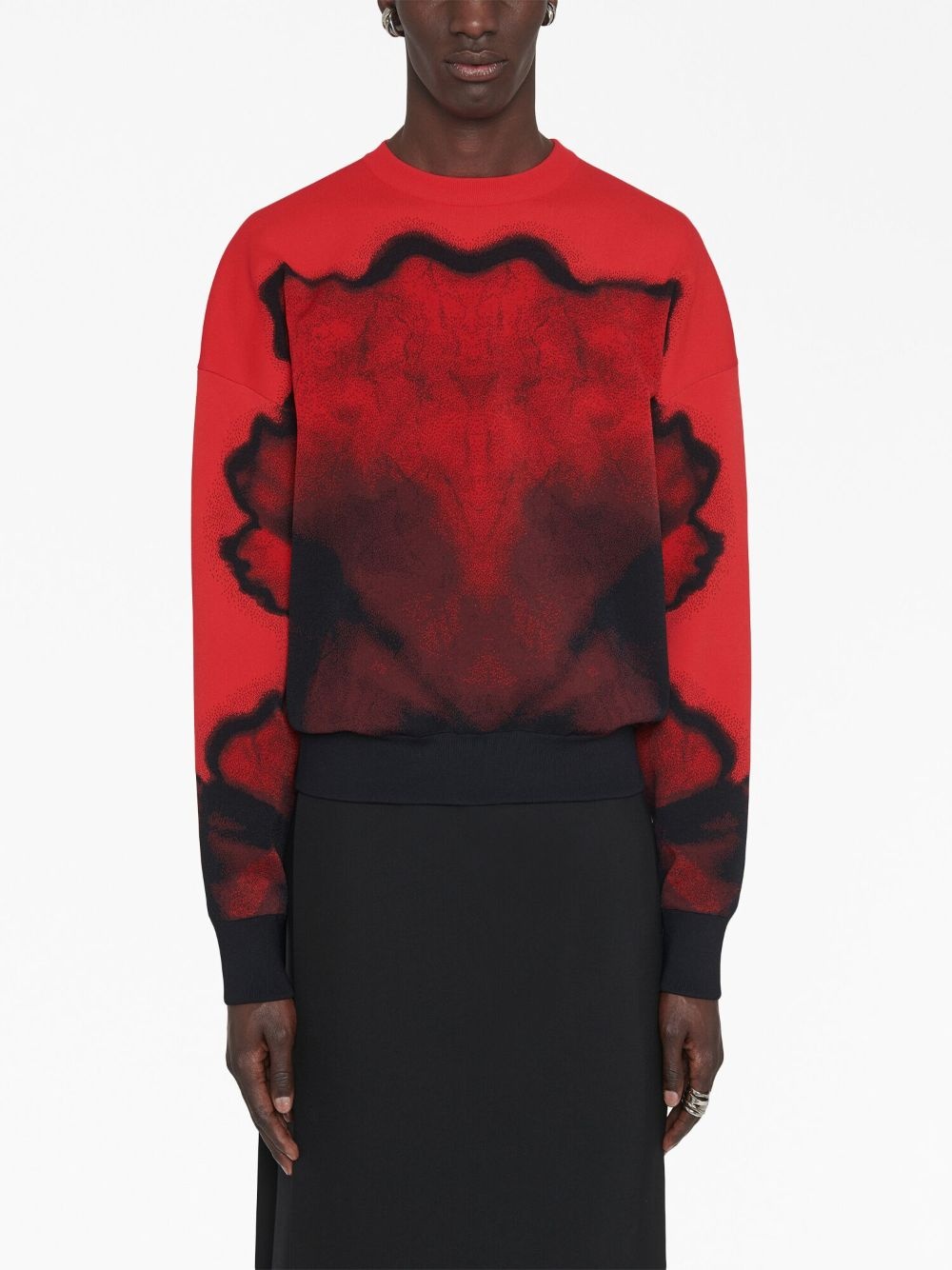 Alexander McQueen abstract-pattern crew-neck Jumper - Farfetch