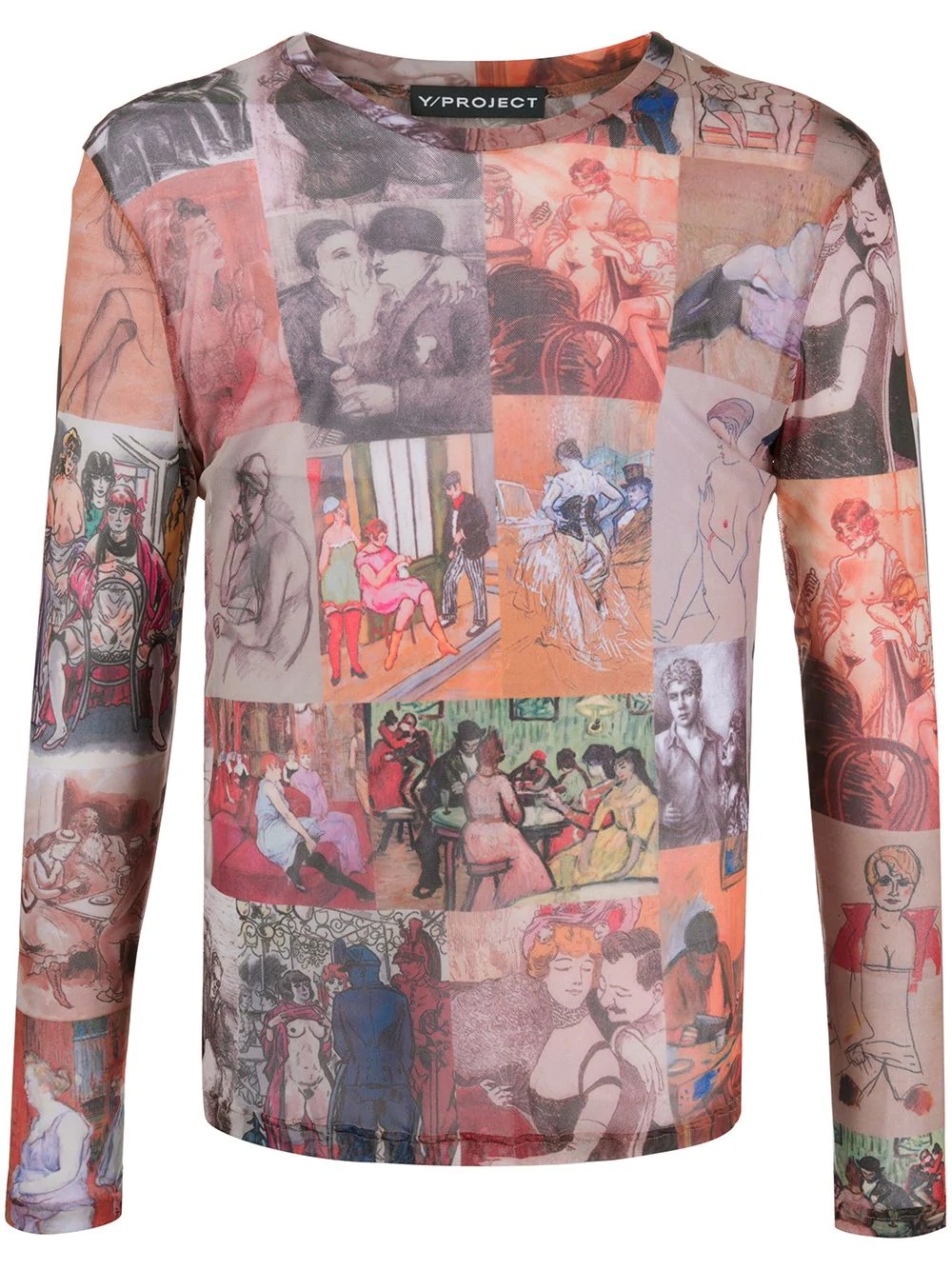 long-sleeved painting print T-shirt - 1