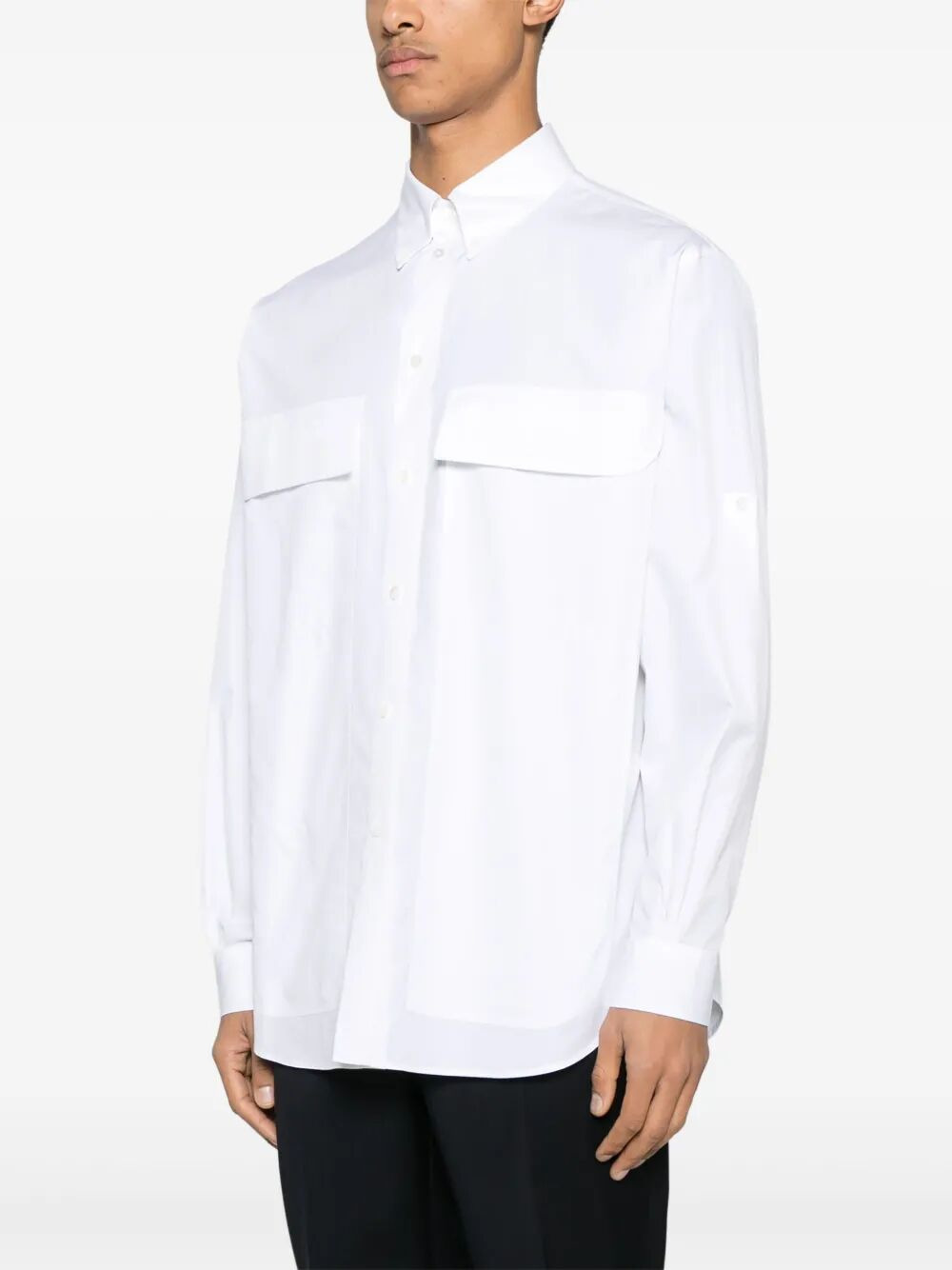 Fendi Men Topstitched Fendi Roma Lettering Cotton Shirt - 2