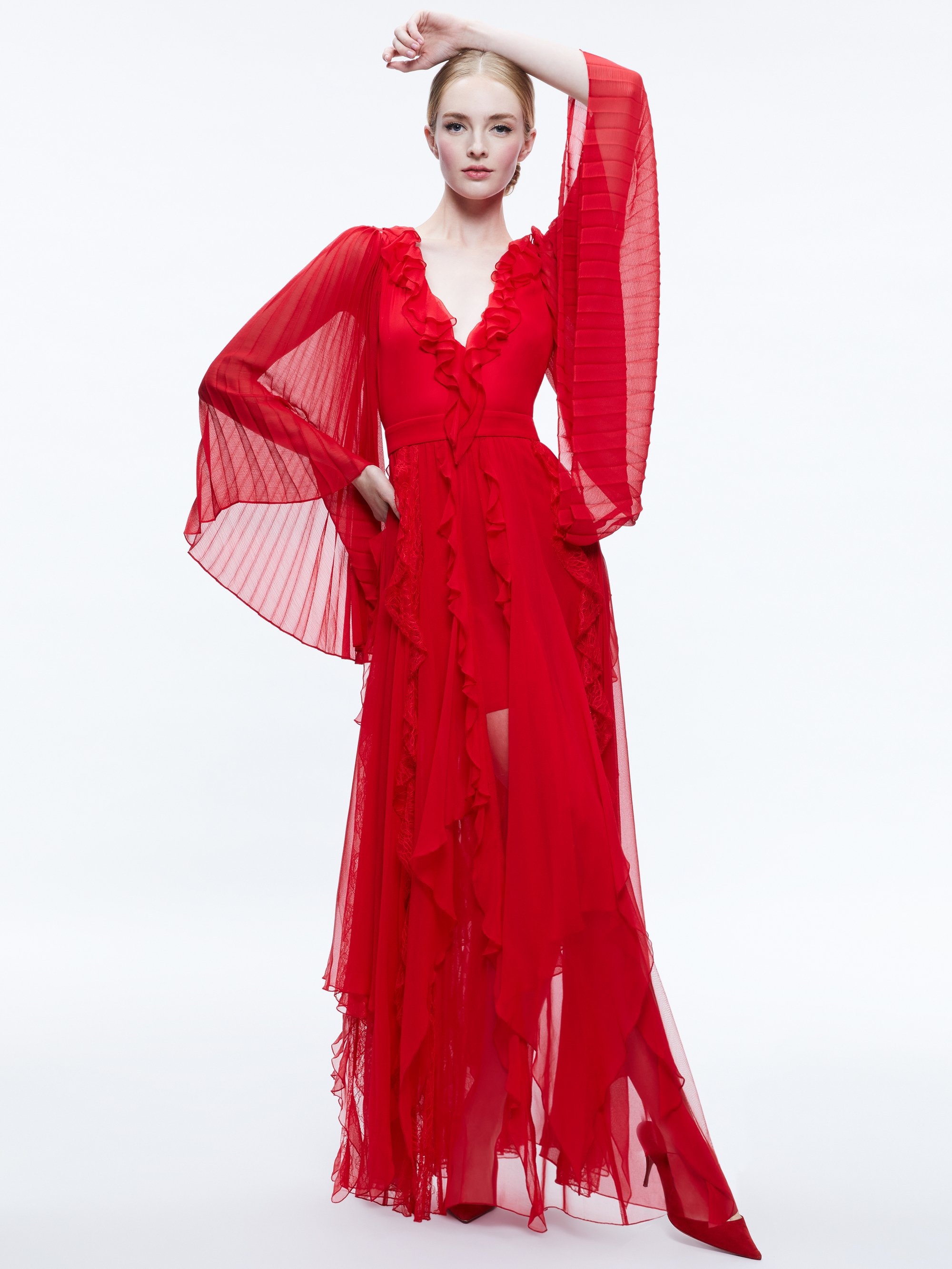 Alice + Olivia DAY SUNBURST SLEEVE MAXI DRESS | REVERSIBLE