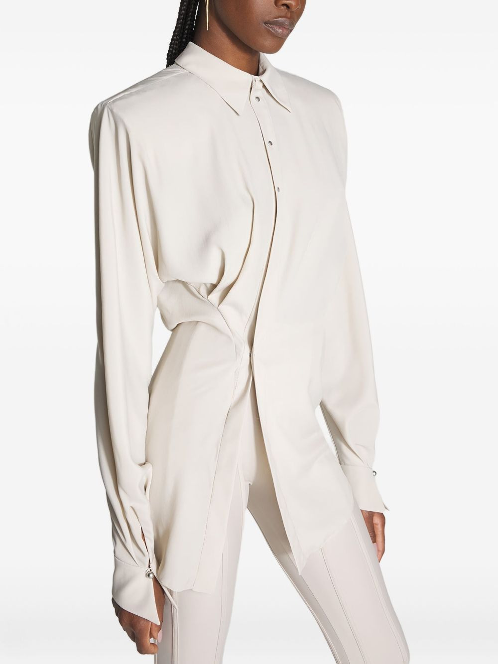 draped-shoulder button shirt - 5