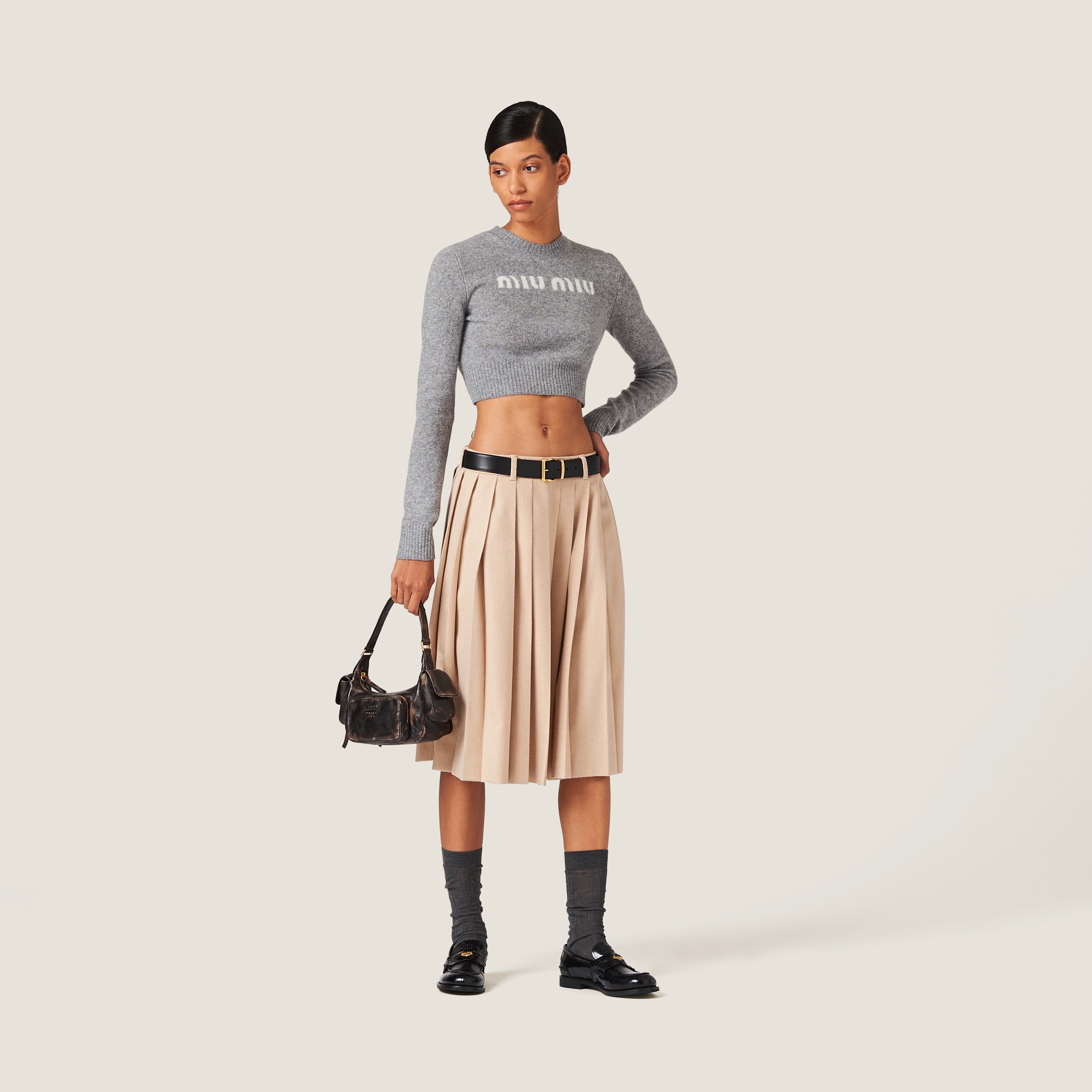 【関税&送料込】Miu Miu Black Stretch Cashmere Blend Mini Sk Miu Miu Black Stretch Cashmere Blend Mini Skirt | Balardi