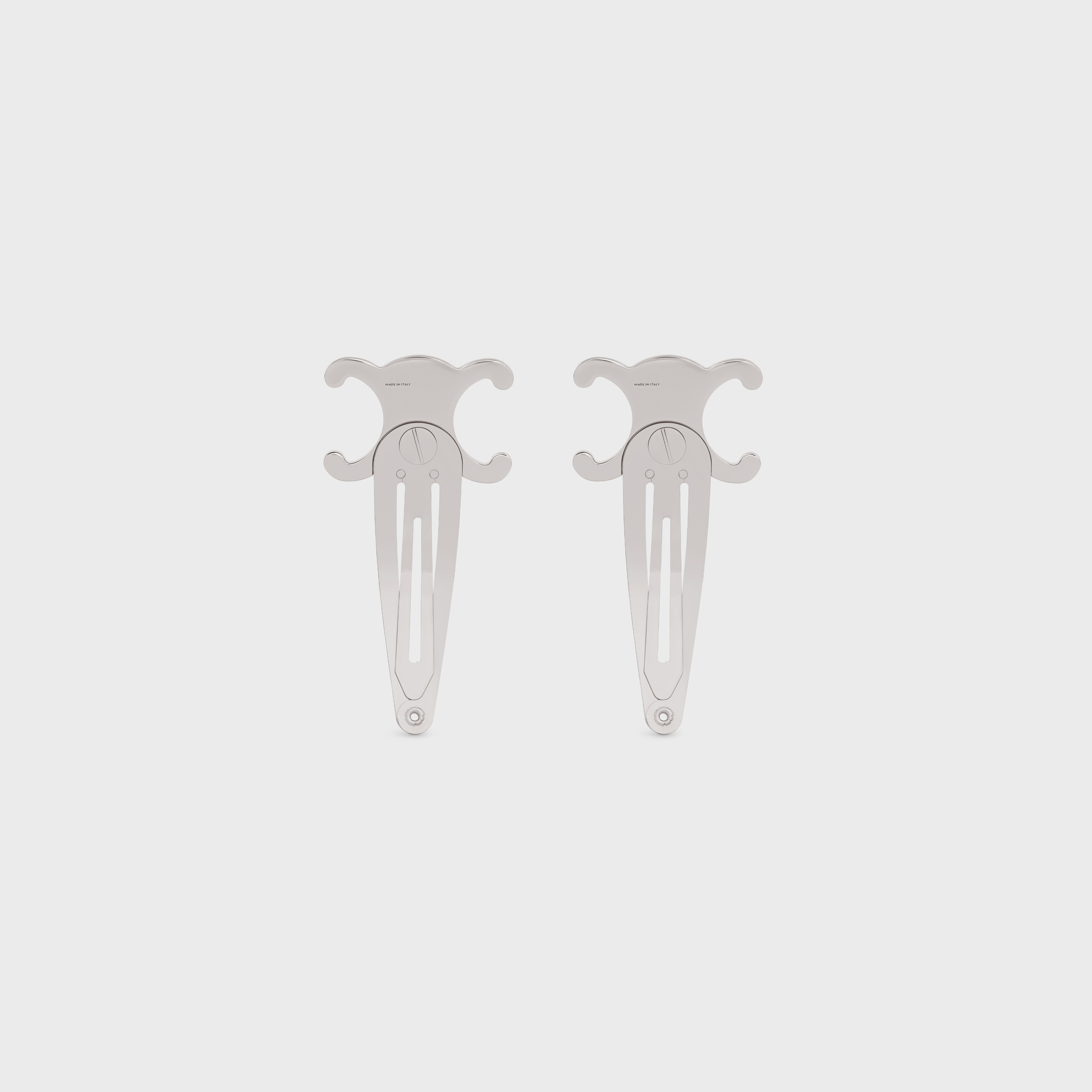 【CELINE】SET OF 2 TRIOMPHE SNAP HAIR CLIPS ヘアピン 2個 CELINE Triomphe Set of 2 Snap Hair Clip in Brass with