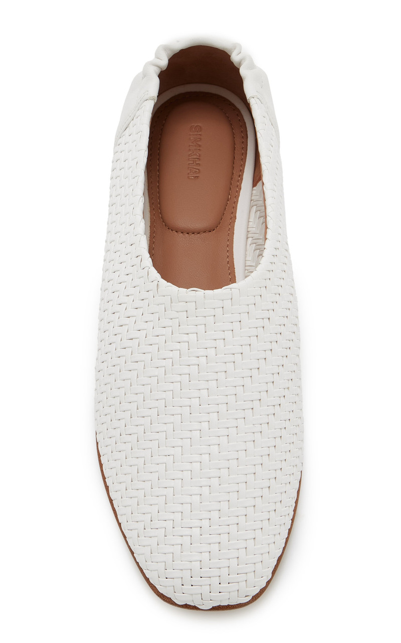 SIMKHAI Eden Woven Vegan-Leather Ballet Flats white outlook
