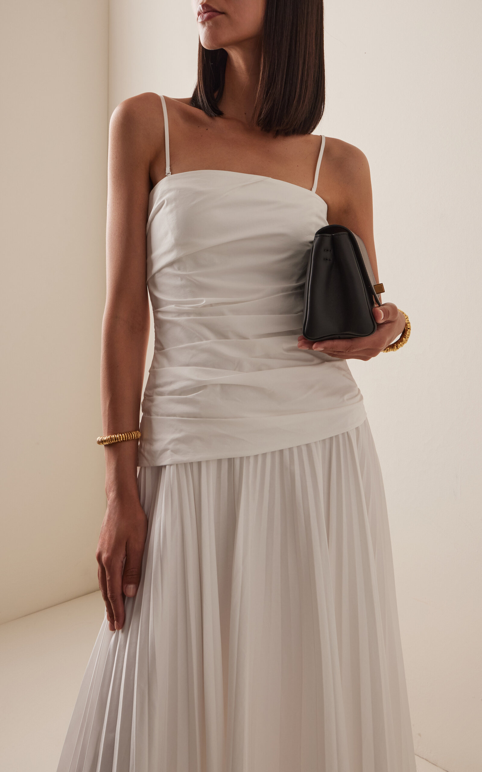 Arie Cotton-Blend Bustier Midi Dress white - 3