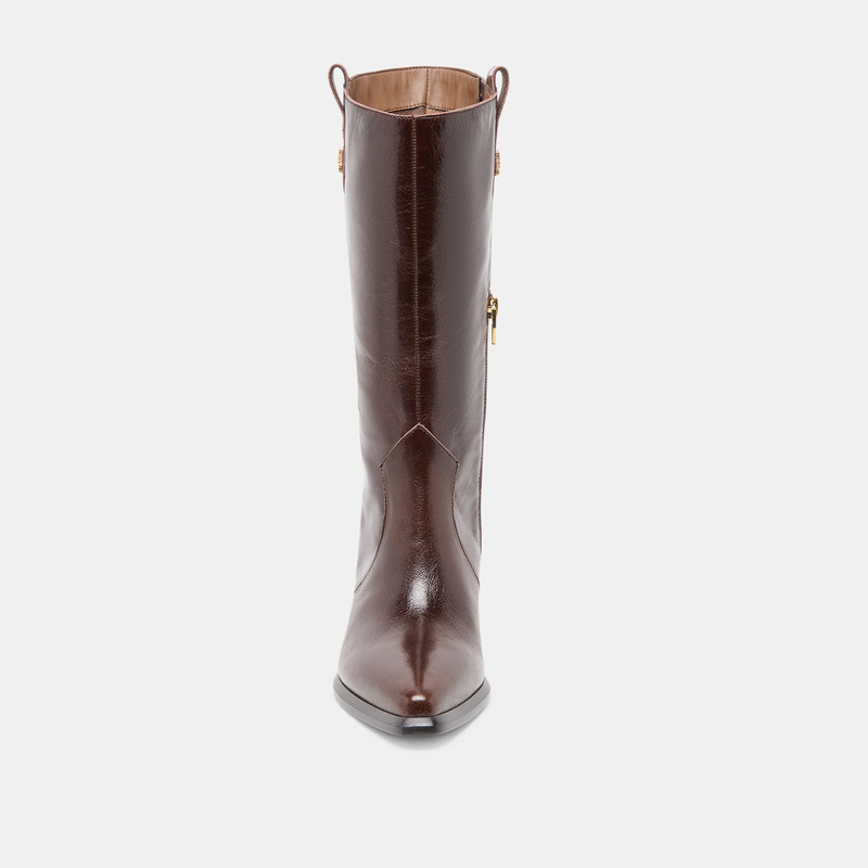 VERN WIDE CALF BOOTS CHOCOLATE LEATHER 8