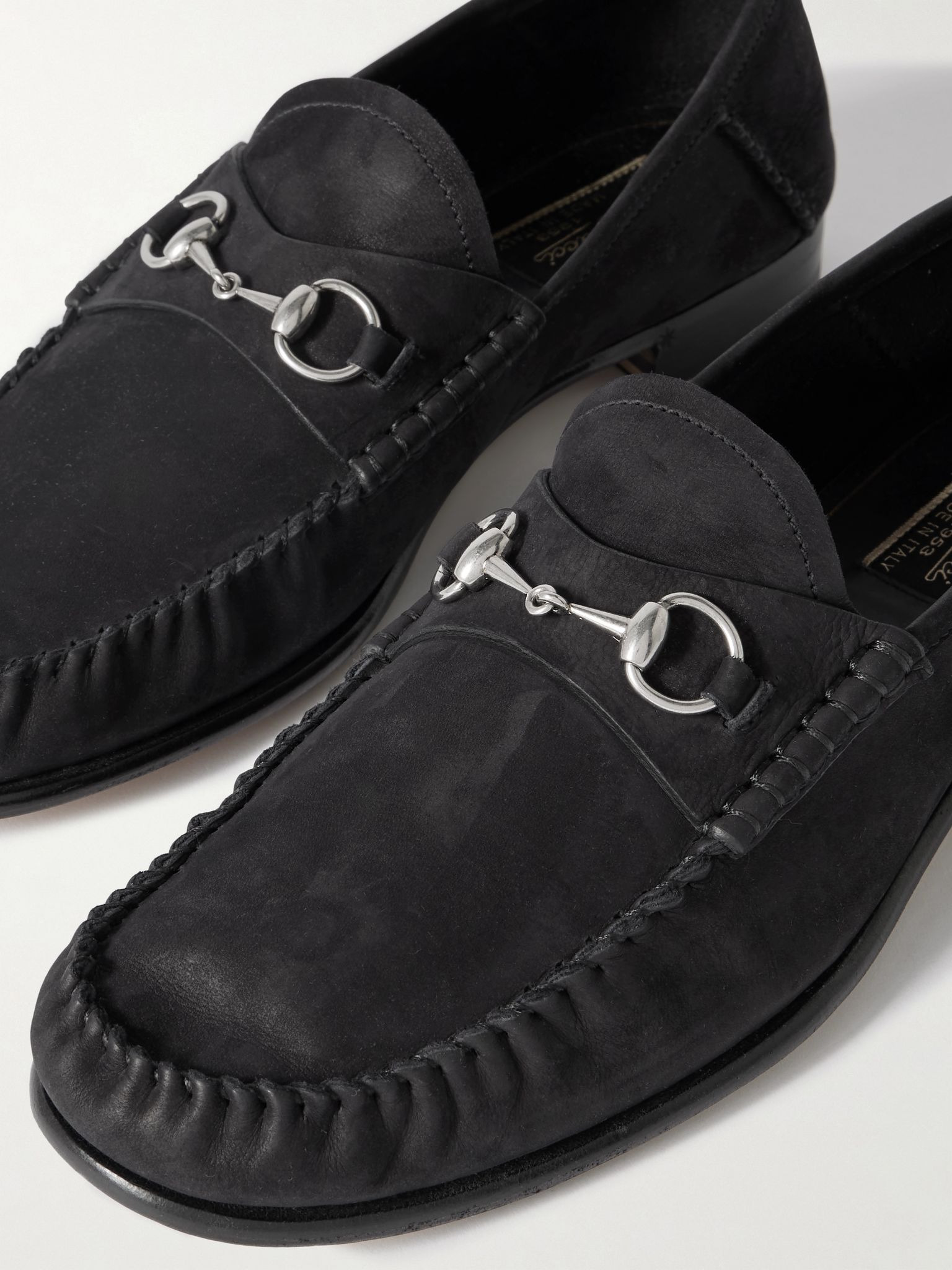 Gigi horsebit-detailed suede loafers Black - 4