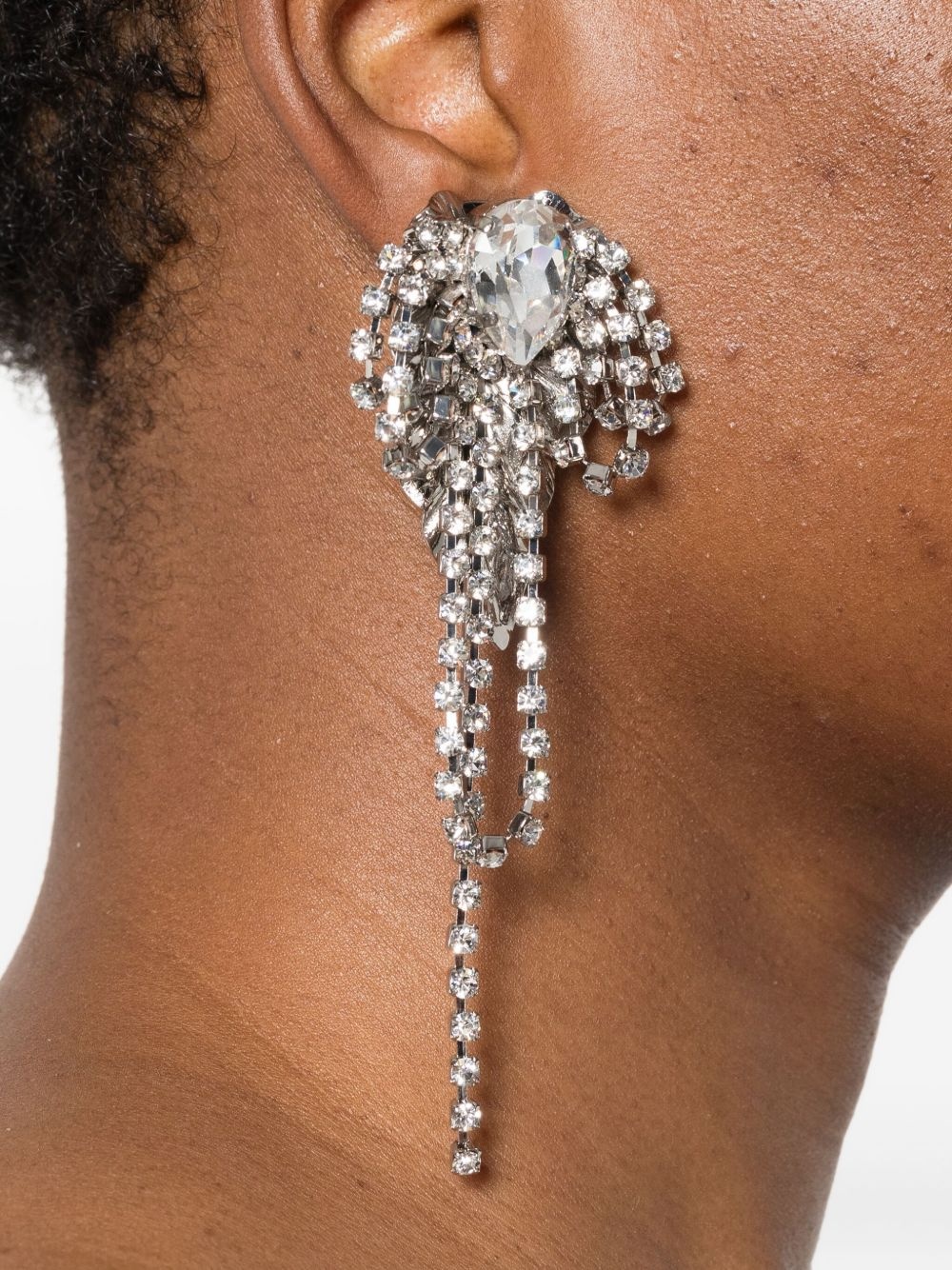 crystal-embellished fringed earrings - 2