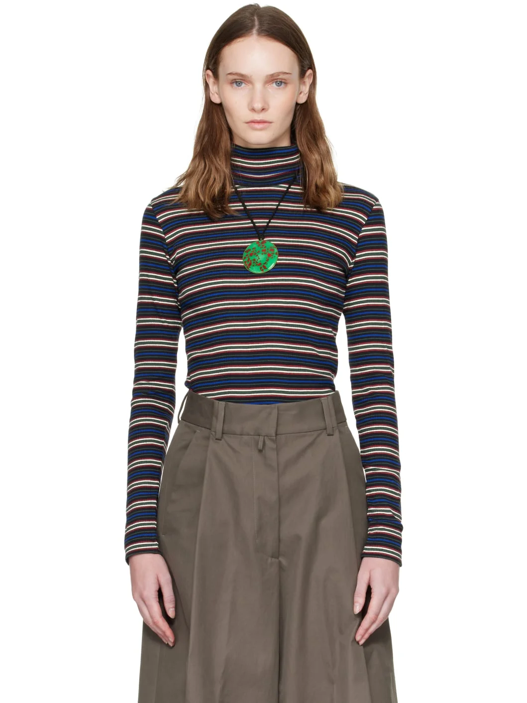 Black Ribbed Cotton Turtleneck - 1
