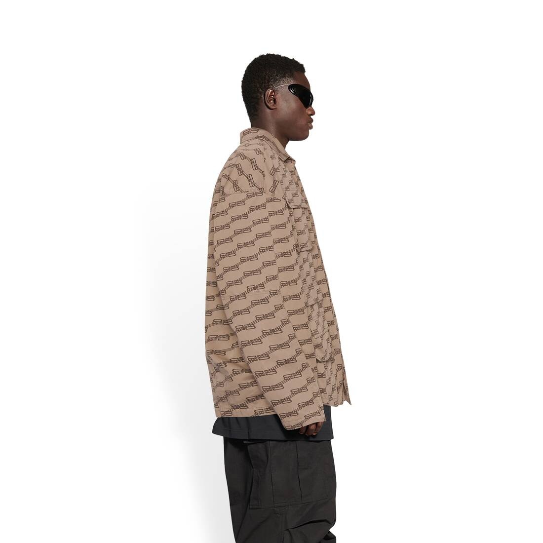 Men's Bb Monogram Cargo Shirt  in Beige - 4