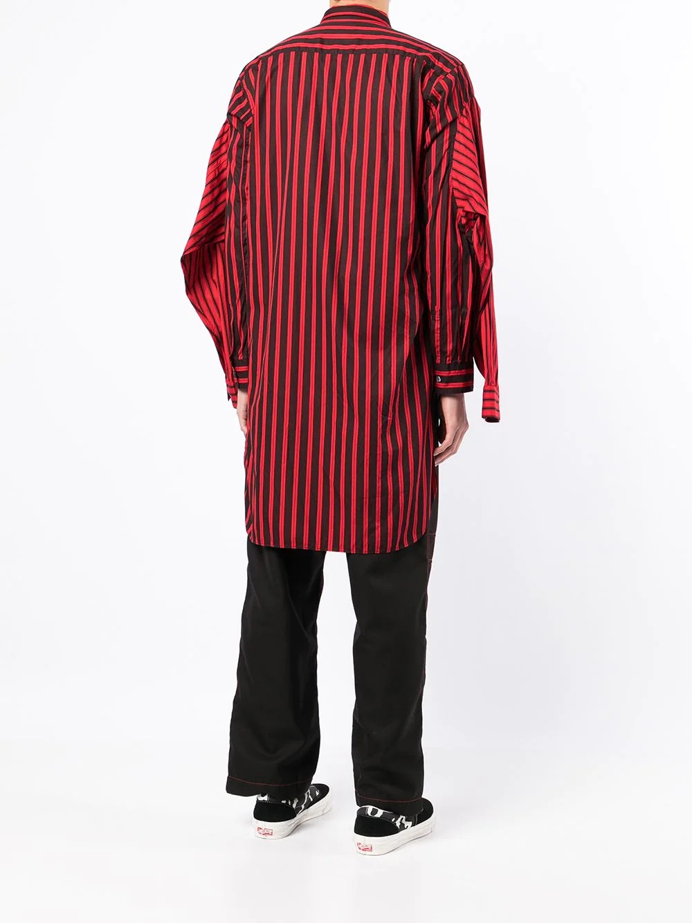 deconstructed stripe-trim shirt - 4