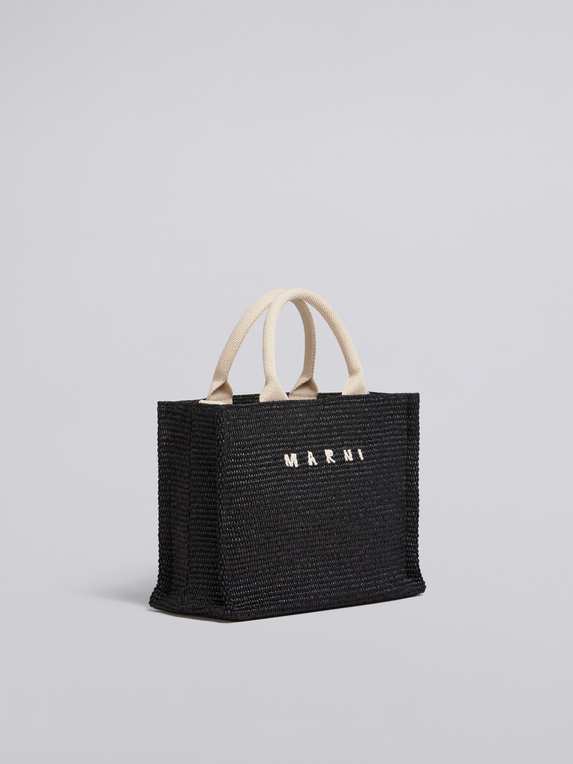 SMALL BLACK RAFFIA TOTE BAG - 6