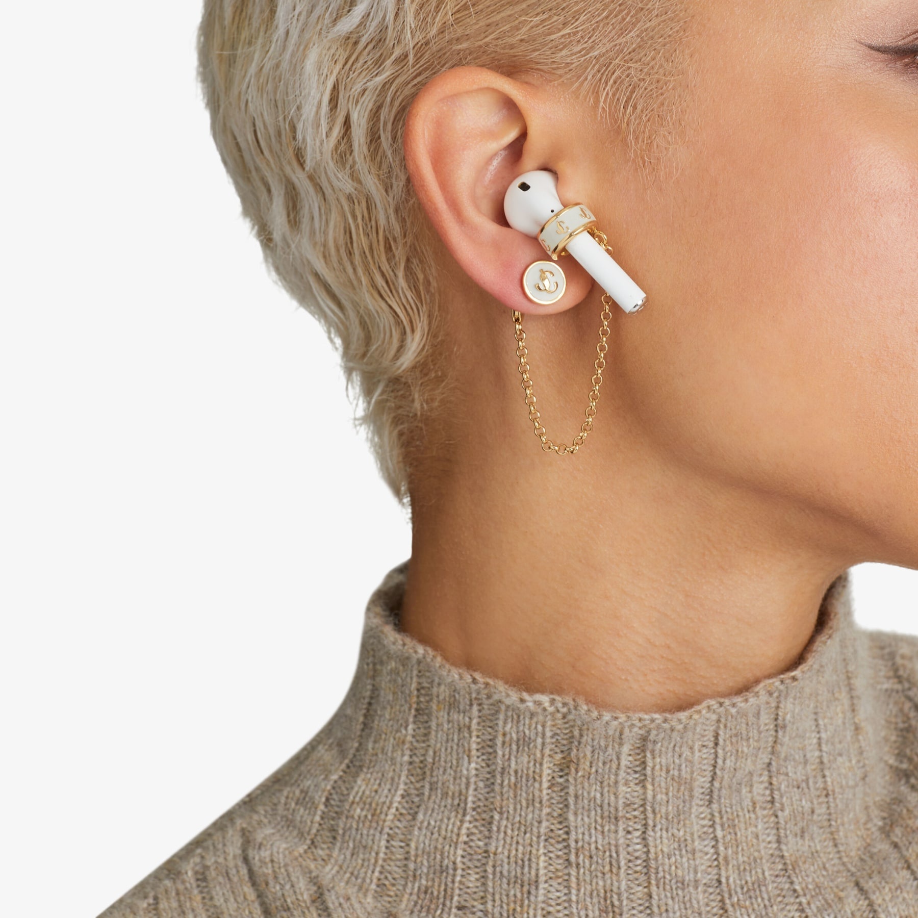 Headphone Earrings
Gold-Finish Headphone Earrings with JC Emblem - 2