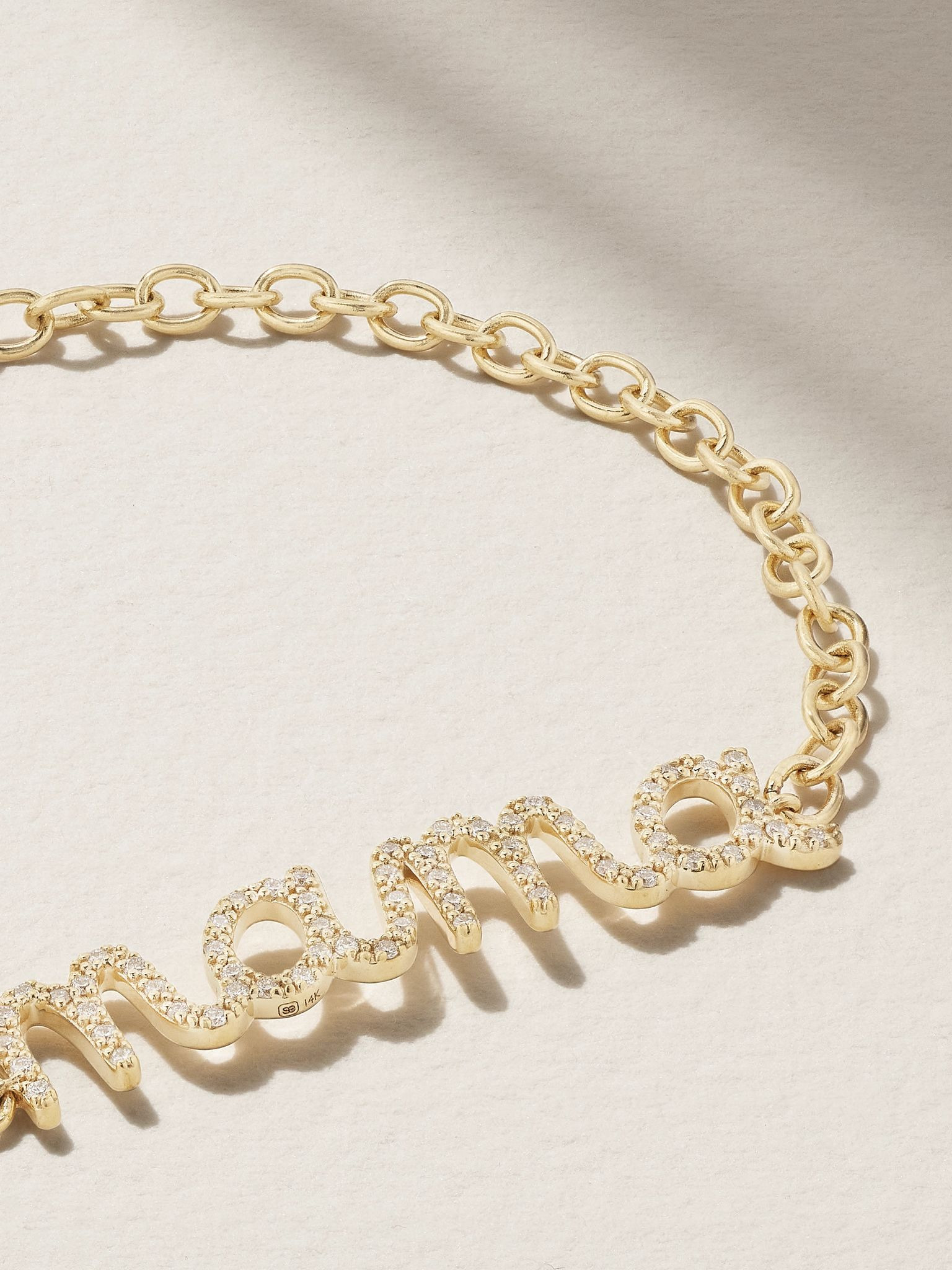 Large Mama Script 14-karat gold diamond bracelet Gold - 4