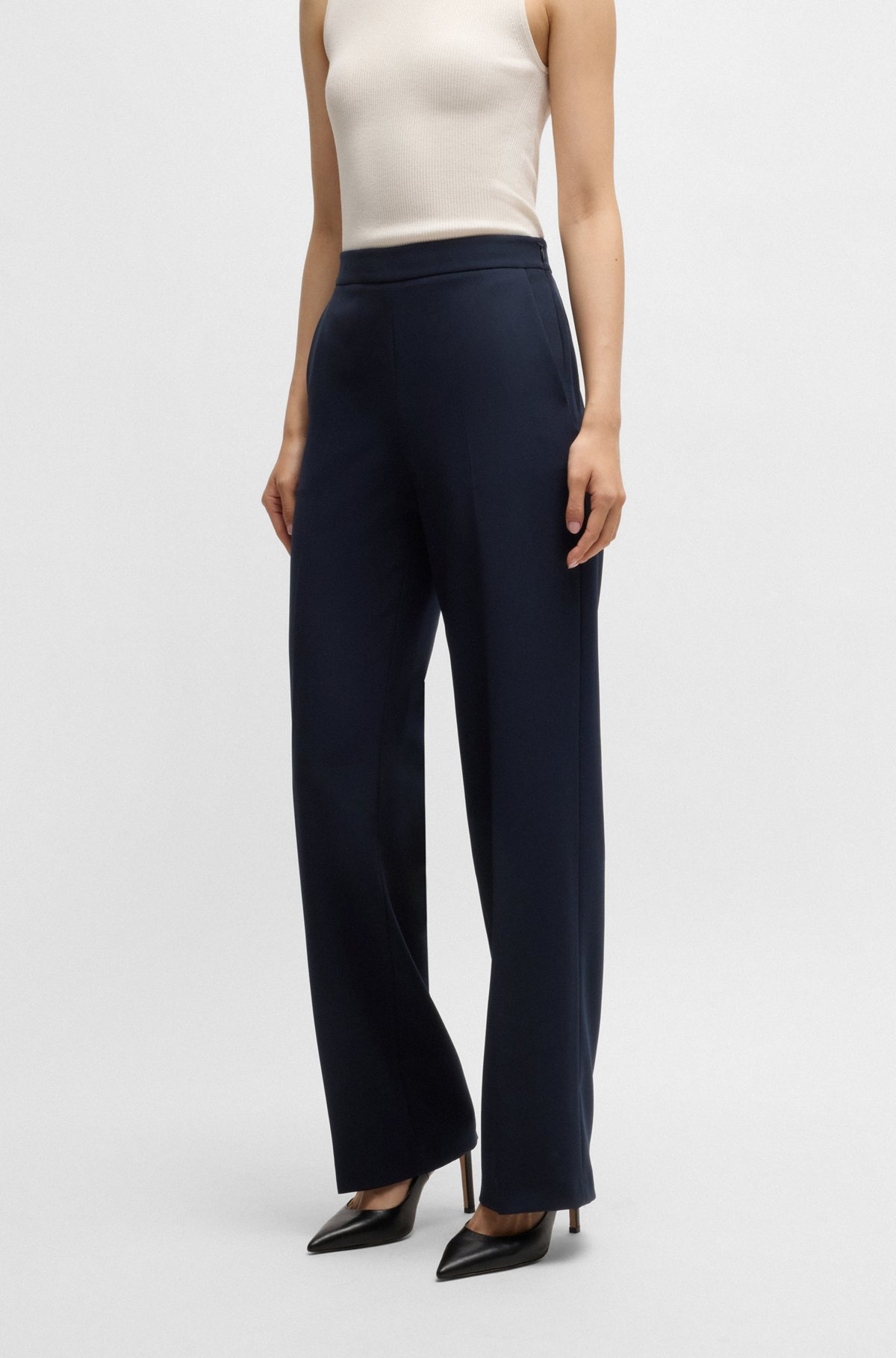 STRAIGHT-FIT TROUSERS IN STRETCH FABRIC - 2