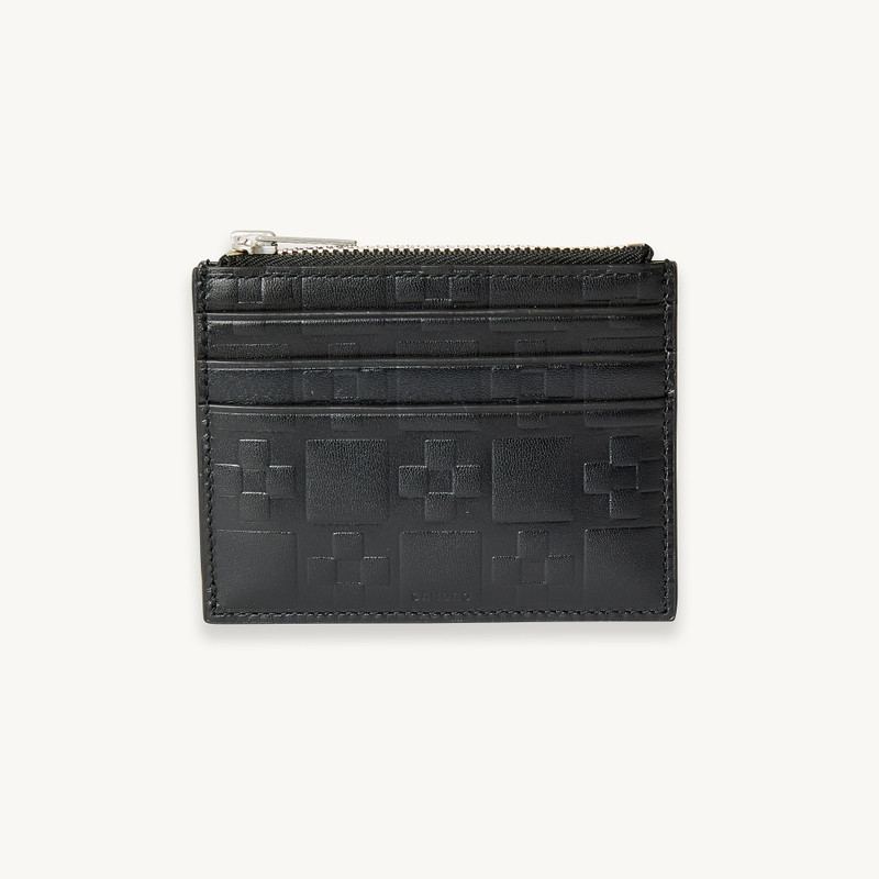 Embossed leather zipped card holder 1