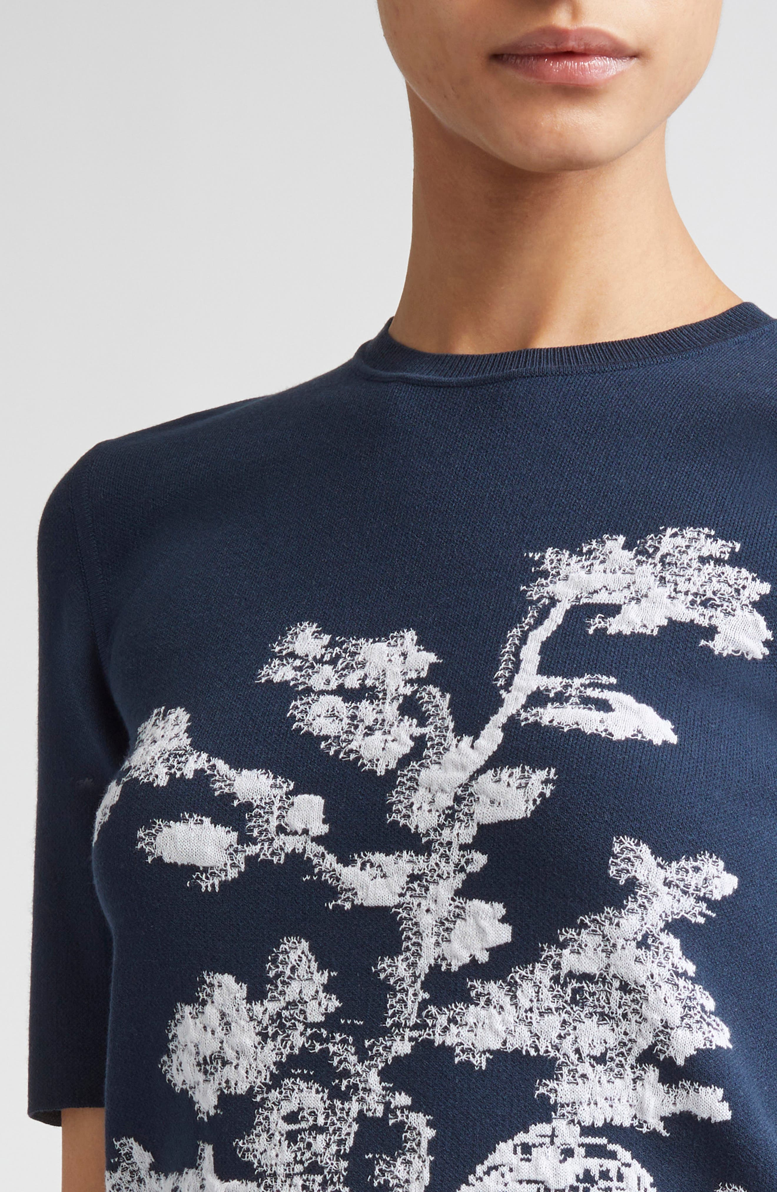 Erdem Etching Jacquard Knit Top in Cyanotype Etching Navy at Nordstrom - 5