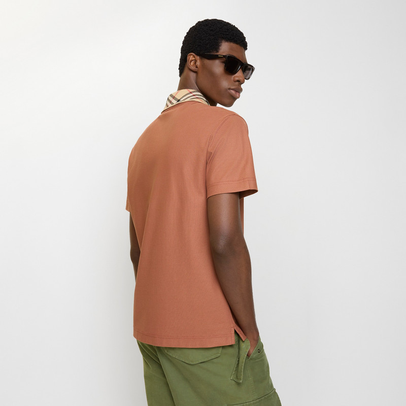 Check Collar Cotton Polo Shirt 3
