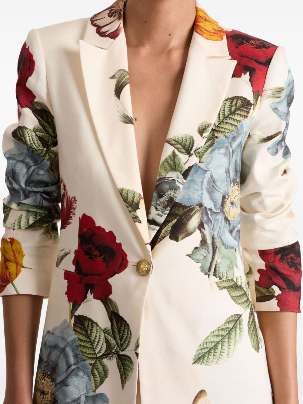 floral-print fitted blazer - 5